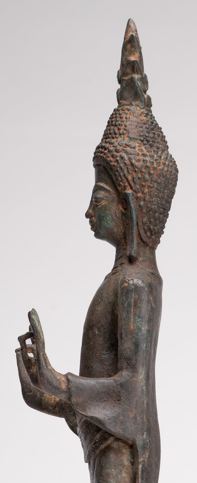 Buddha Statue - Antique Laos Style Standing Buddha Statue in Dharmachakra Teaching Mudra - 50cm/20"