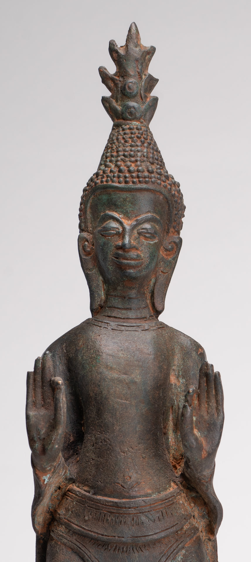 Buddha Statue - Antique Laos Style Standing Buddha Statue in Dharmachakra Teaching Mudra - 50cm/20"