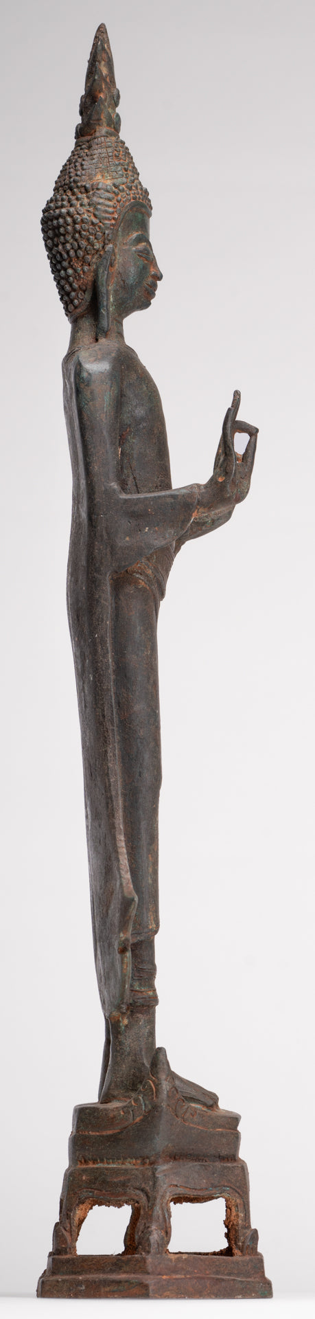 Buddha Statue - Antique Laos Style Standing Buddha Statue in Dharmachakra Teaching Mudra - 50cm/20"