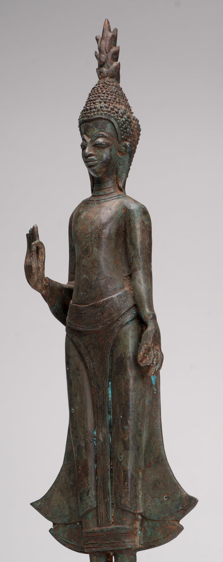 Buddha Statue - Antique Laos Style Standing Buddha Statue in Dharmachakra Teaching Mudra - 50cm/20"