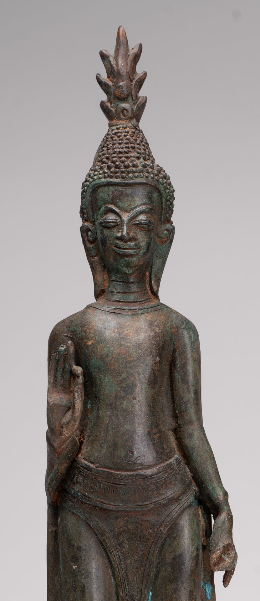 Buddha Statue - Antique Laos Style Standing Buddha Statue in Dharmachakra Teaching Mudra - 50cm/20"