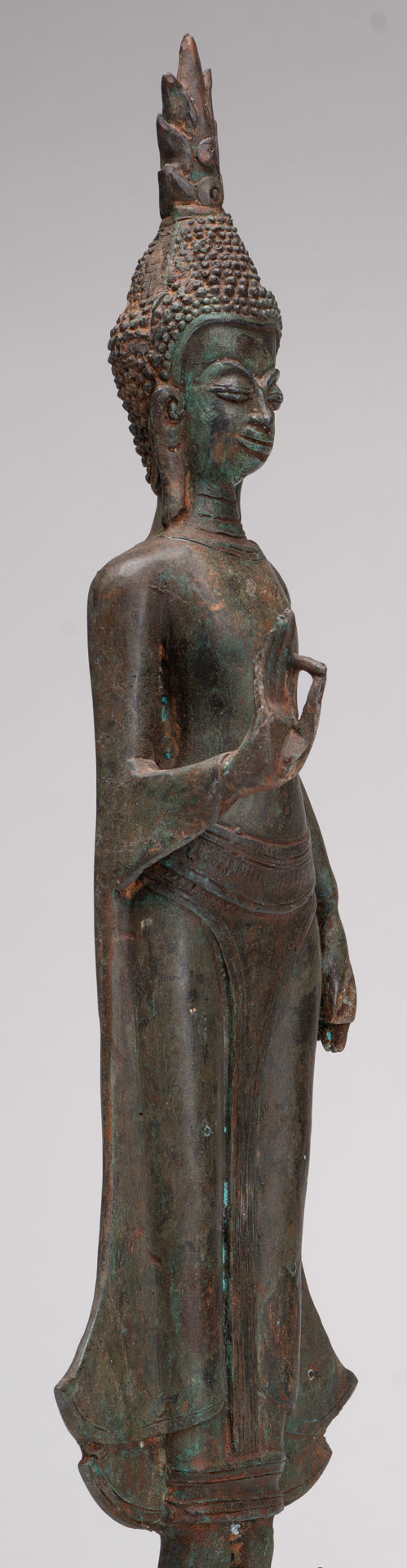 Buddha Statue - Antique Laos Style Standing Buddha Statue in Dharmachakra Teaching Mudra - 50cm/20"