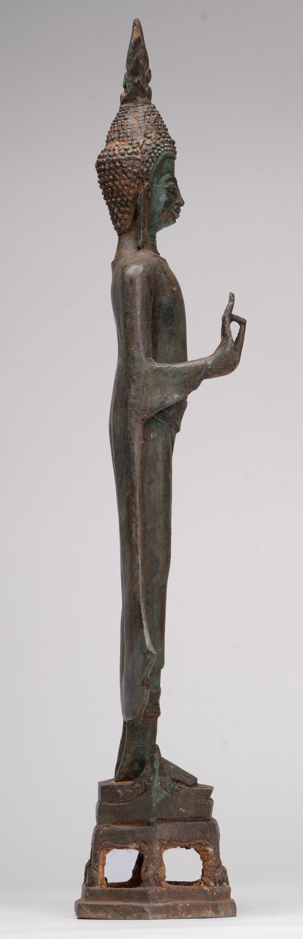 Buddha Statue - Antique Laos Style Standing Buddha Statue in Dharmachakra Teaching Mudra - 50cm/20"