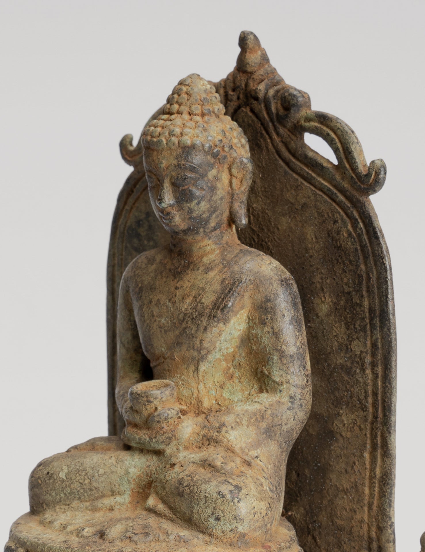 Buddha Statue - Antique Indonesian Style Bronze Seated Javanese Amitabha Buddha Statue - 16cm/6"