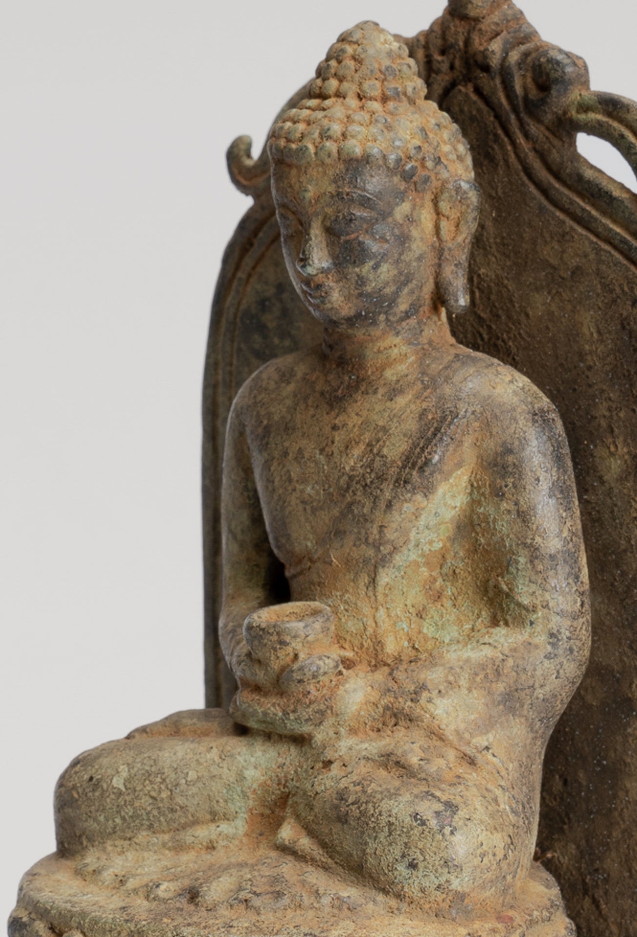 Buddha Statue - Antique Indonesian Style Bronze Seated Javanese Amitabha Buddha Statue - 16cm/6"