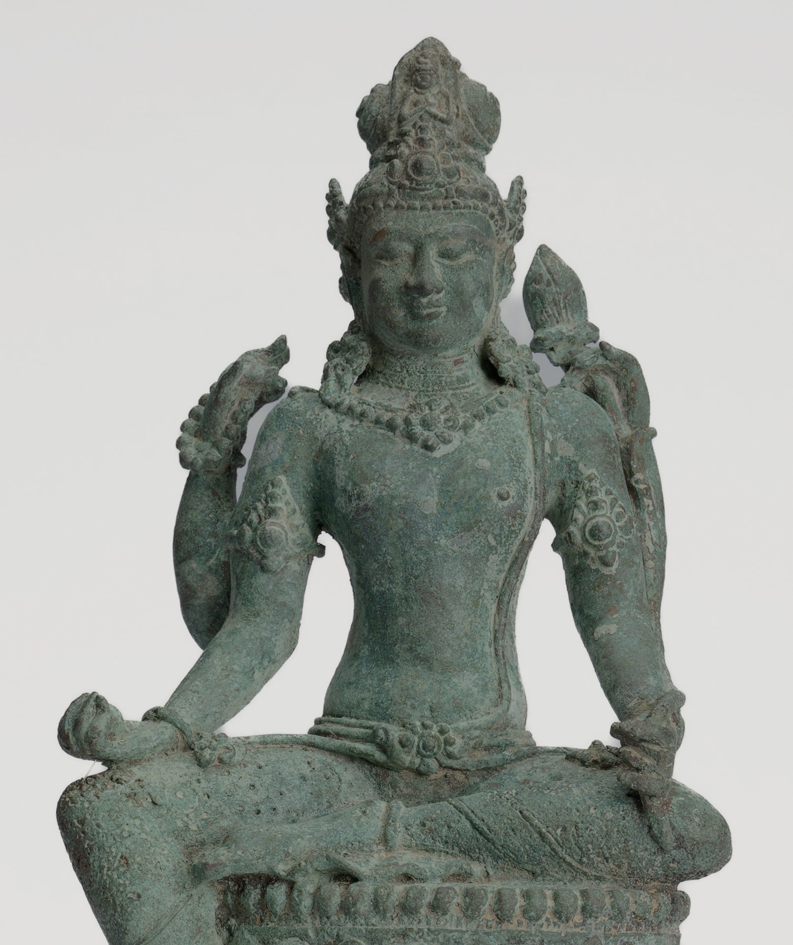Bodhisattva Statue -Antique Indonesian Style Javanese Avalokiteshvara Bodhisattva Statue - 20.5cm/8"