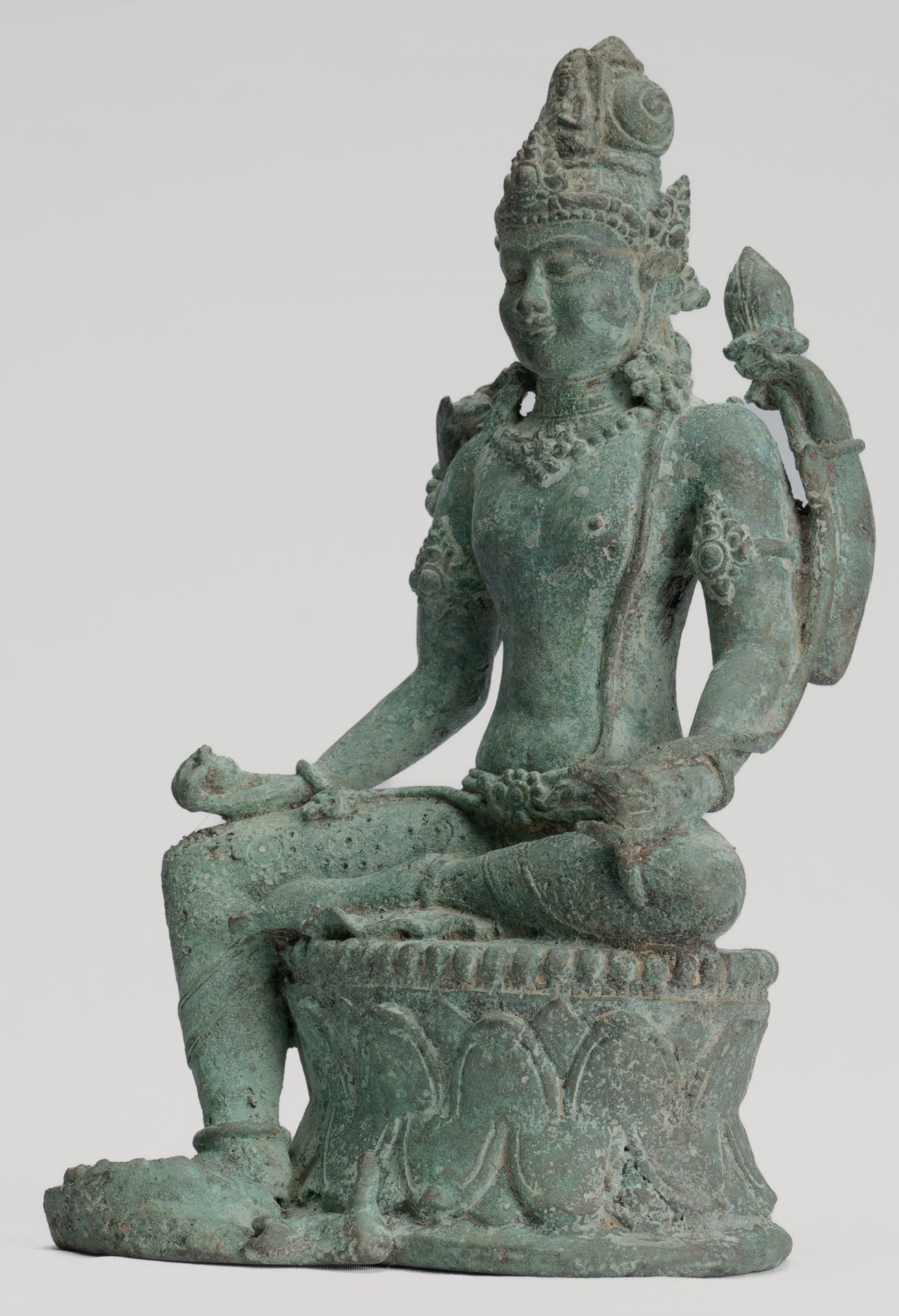 Bodhisattva Statue -Antique Indonesian Style Javanese Avalokiteshvara Bodhisattva Statue - 20.5cm/8"
