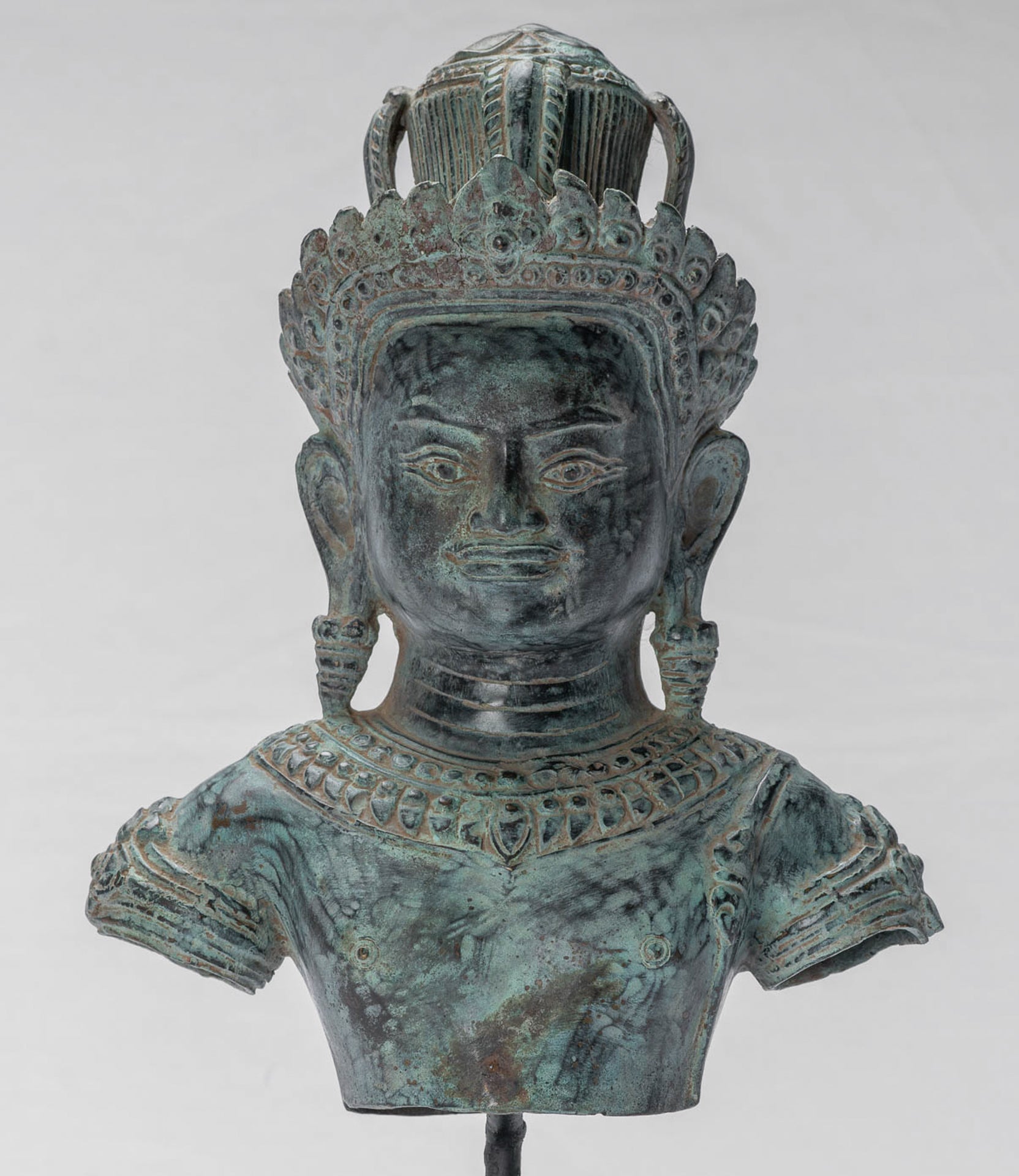 Vishnu Statue - Antique Khmer Style Angkor Wat Bronze Vishnu Statue - 37cm/15"
