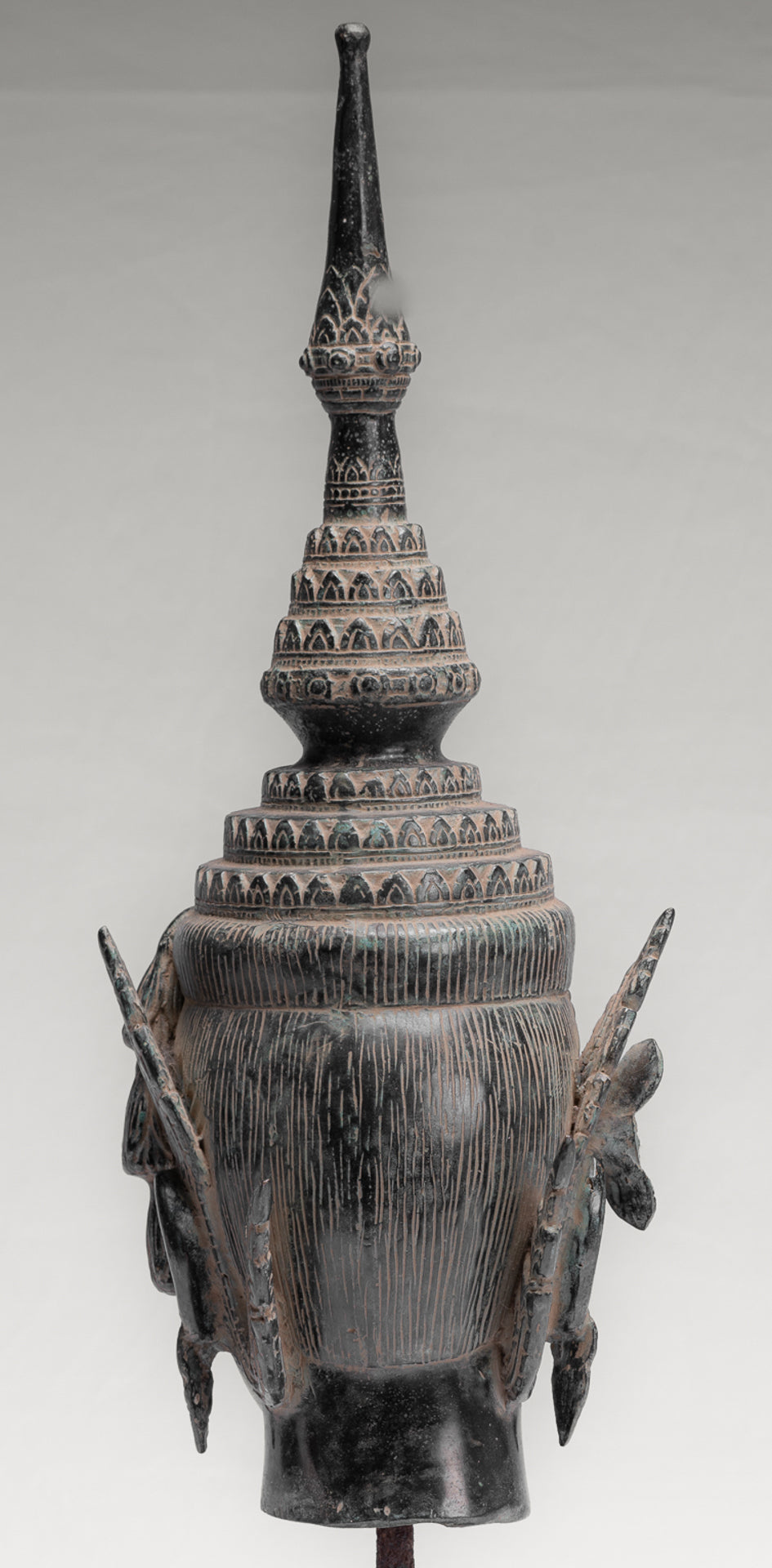 Apsara Statue - Antique Khmer Style Angkor Wat Bronze Mounted Apsara or Angel Head - 56cm/22"