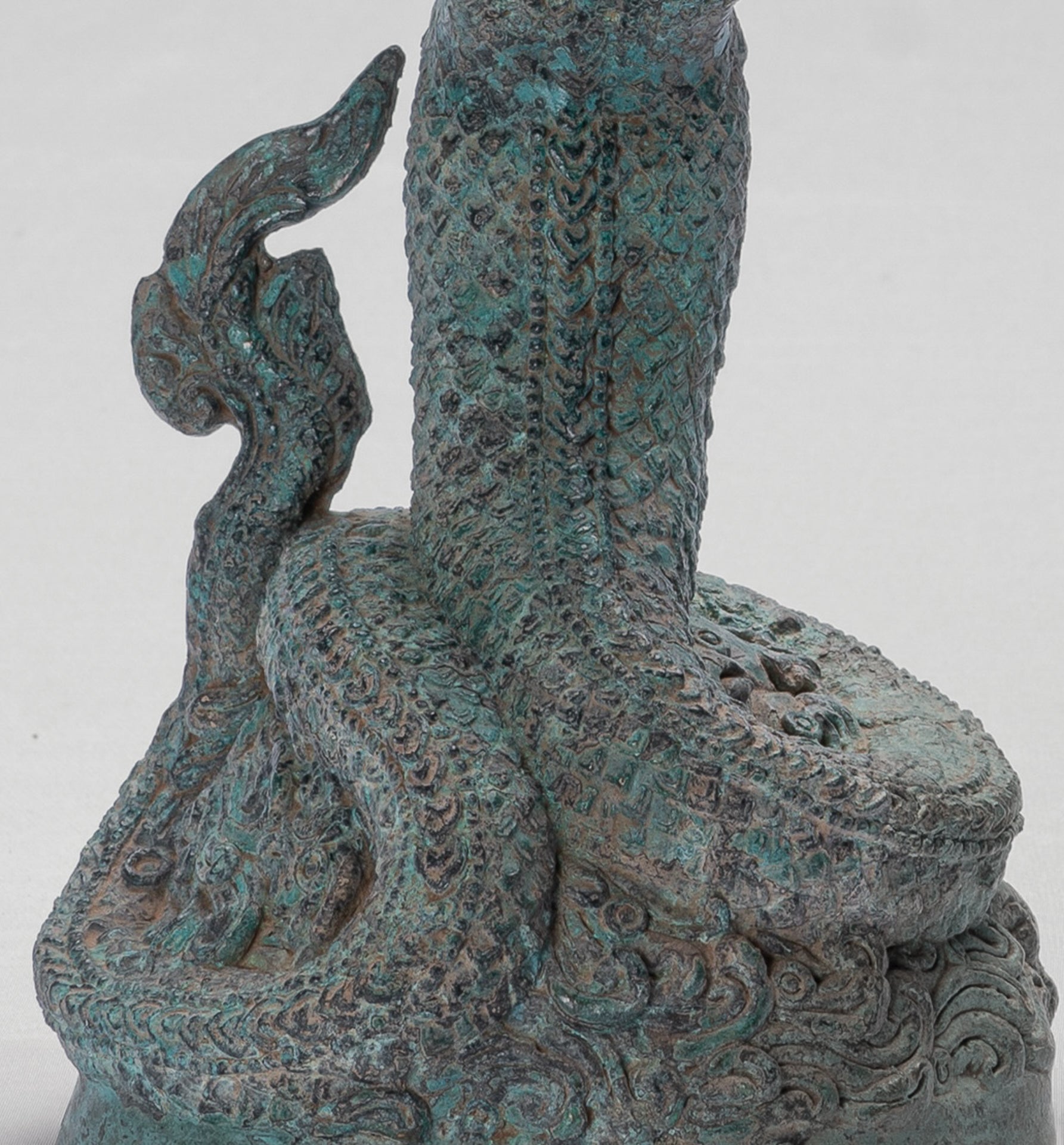 Antique Khmer Style Bronze Female Deity with Naga Tail Statue - 36cm/14"