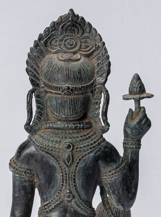 Apsara Statue - Antique Khmer Style Angkor Wat Bronze Kneeling Apsara or Angel - 35cm/14"