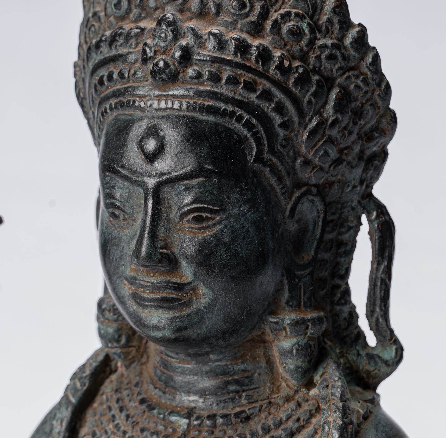 Apsara Statue - Antique Khmer Style Angkor Wat Bronze Kneeling Apsara or Angel - 35cm/14"