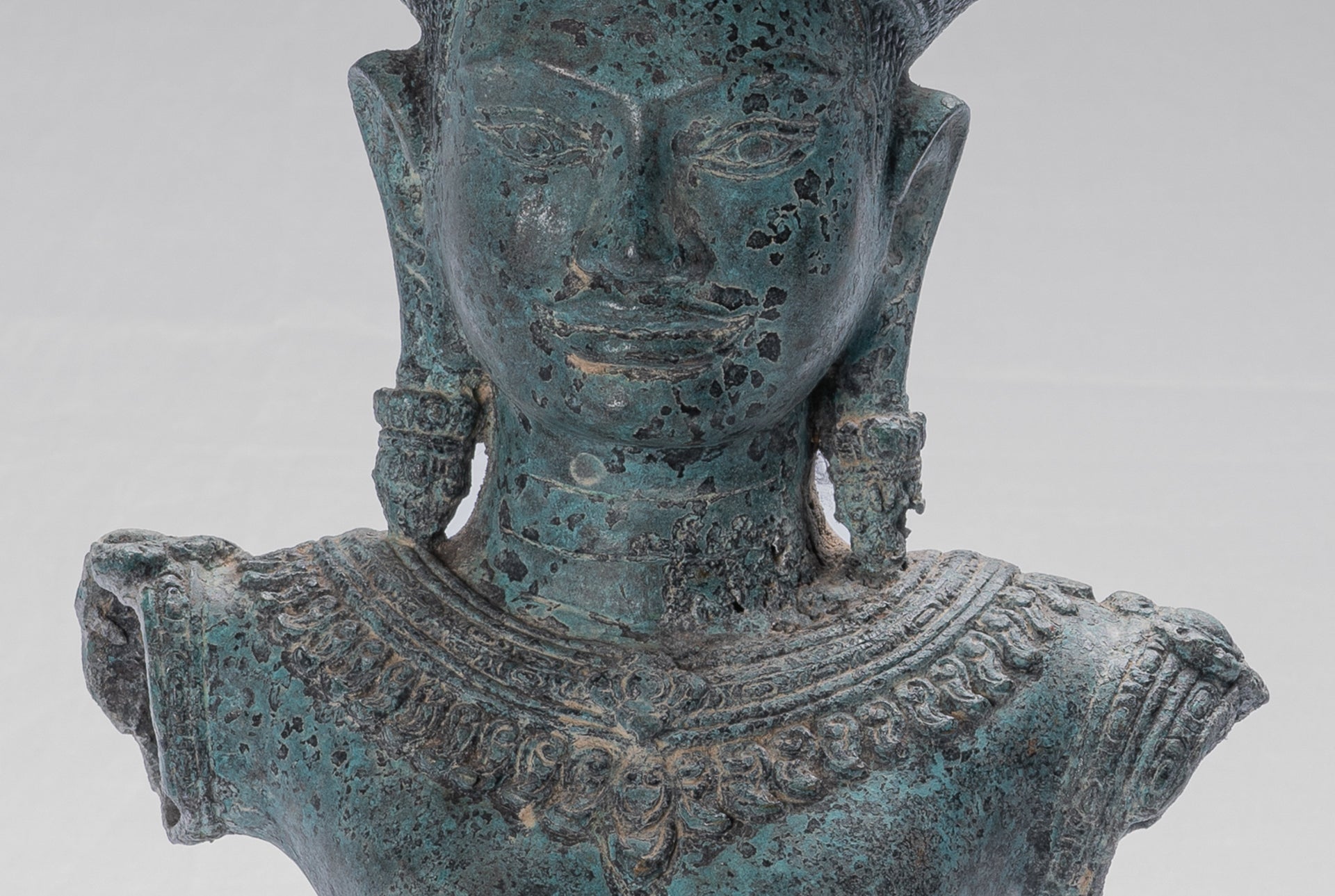 Lakshmi Statue - Antique Khmer Style Mounted Bronze Lakshmi / Devi Consort of Vishnu - 46cm /18"