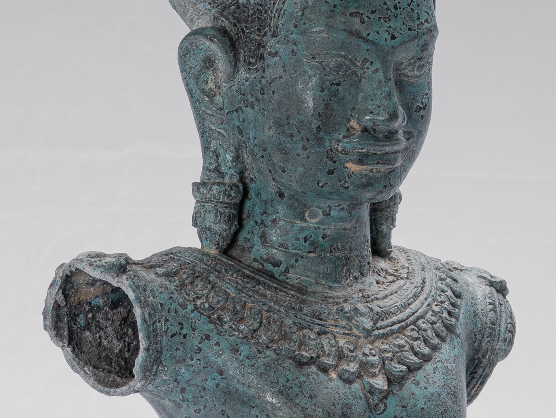 Lakshmi Statue - Antique Khmer Style Mounted Bronze Lakshmi / Devi Consort of Vishnu - 46cm /18"