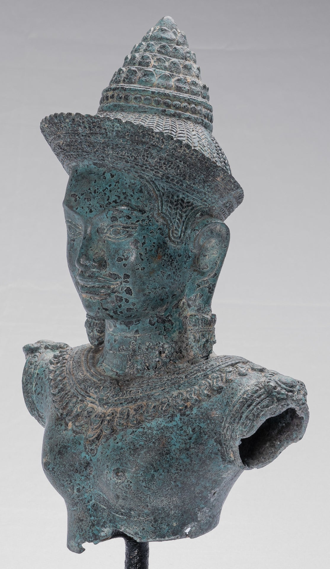 Lakshmi Statue - Antique Khmer Style Mounted Bronze Lakshmi / Devi Consort of Vishnu - 46cm /18"