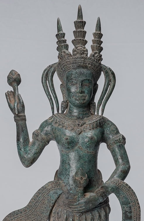 Statua Apsara - Antique Khmer in stile Khmer Bronzo Angkor Wat Apsara o Angel Statue - 62cm/25 "