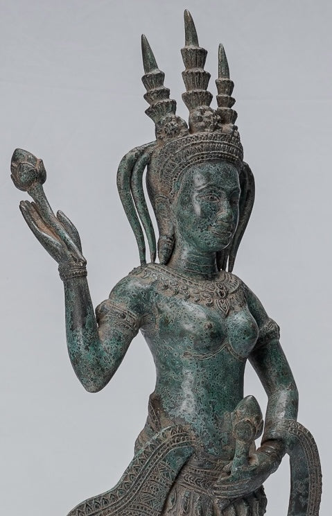 Statua Apsara - Antique Khmer in stile Khmer Bronzo Angkor Wat Apsara o Angel Statue - 62cm/25 "