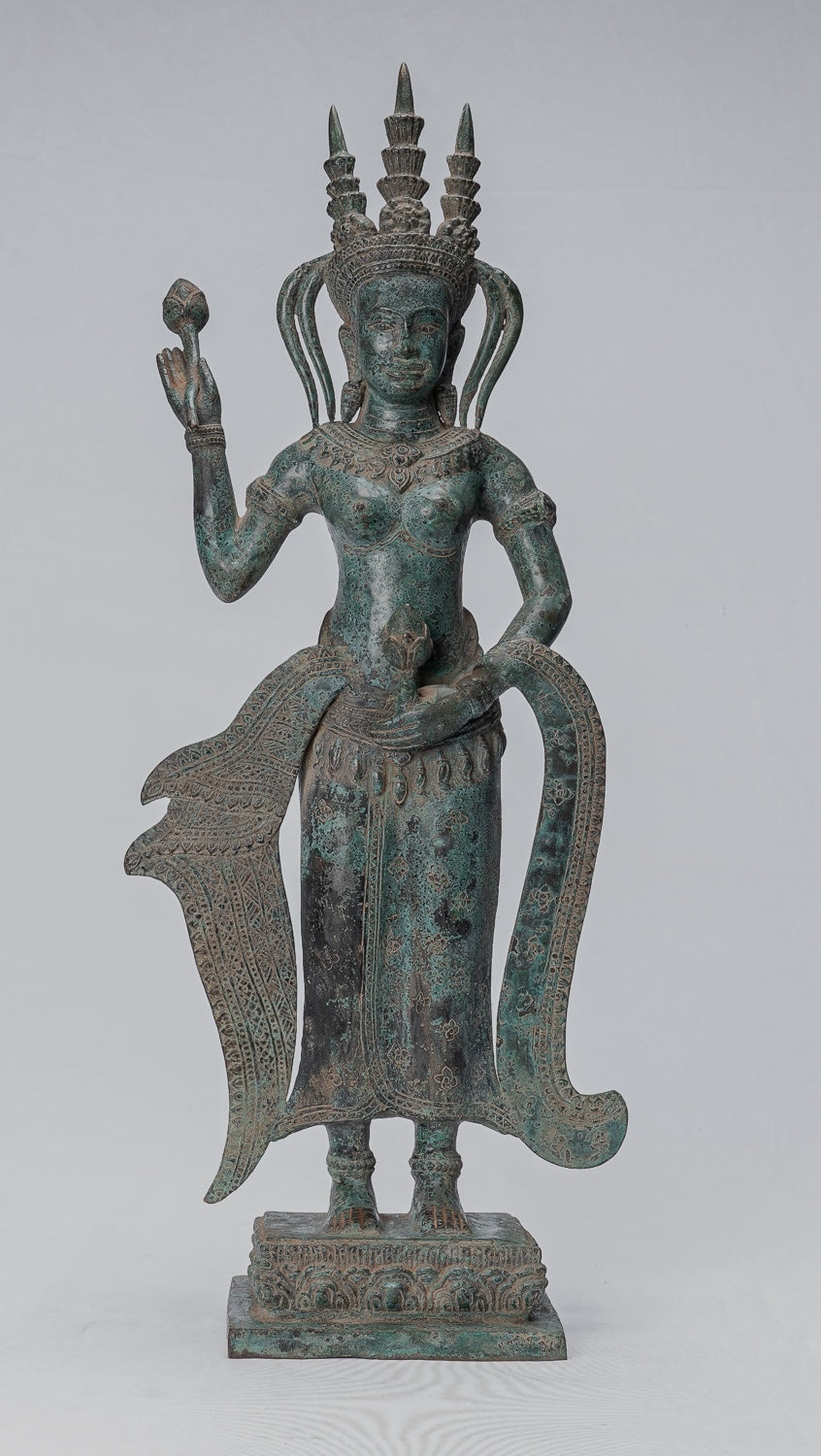 Statua Apsara - Antique Khmer in stile Khmer Bronzo Angkor Wat Apsara o Angel Statue - 62cm/25 "