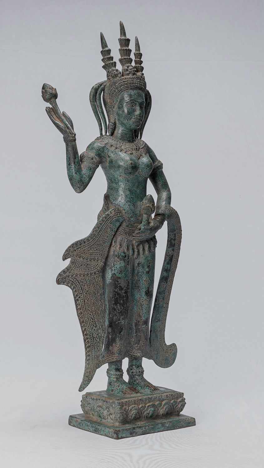 Statua Apsara - Antique Khmer in stile Khmer Bronzo Angkor Wat Apsara o Angel Statue - 62cm/25 "