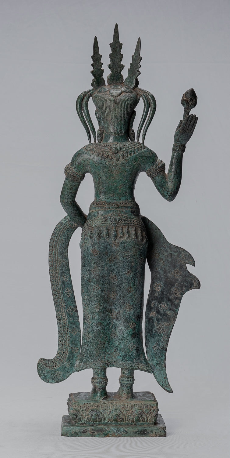 Statua Apsara - Antique Khmer in stile Khmer Bronzo Angkor Wat Apsara o Angel Statue - 62cm/25 "