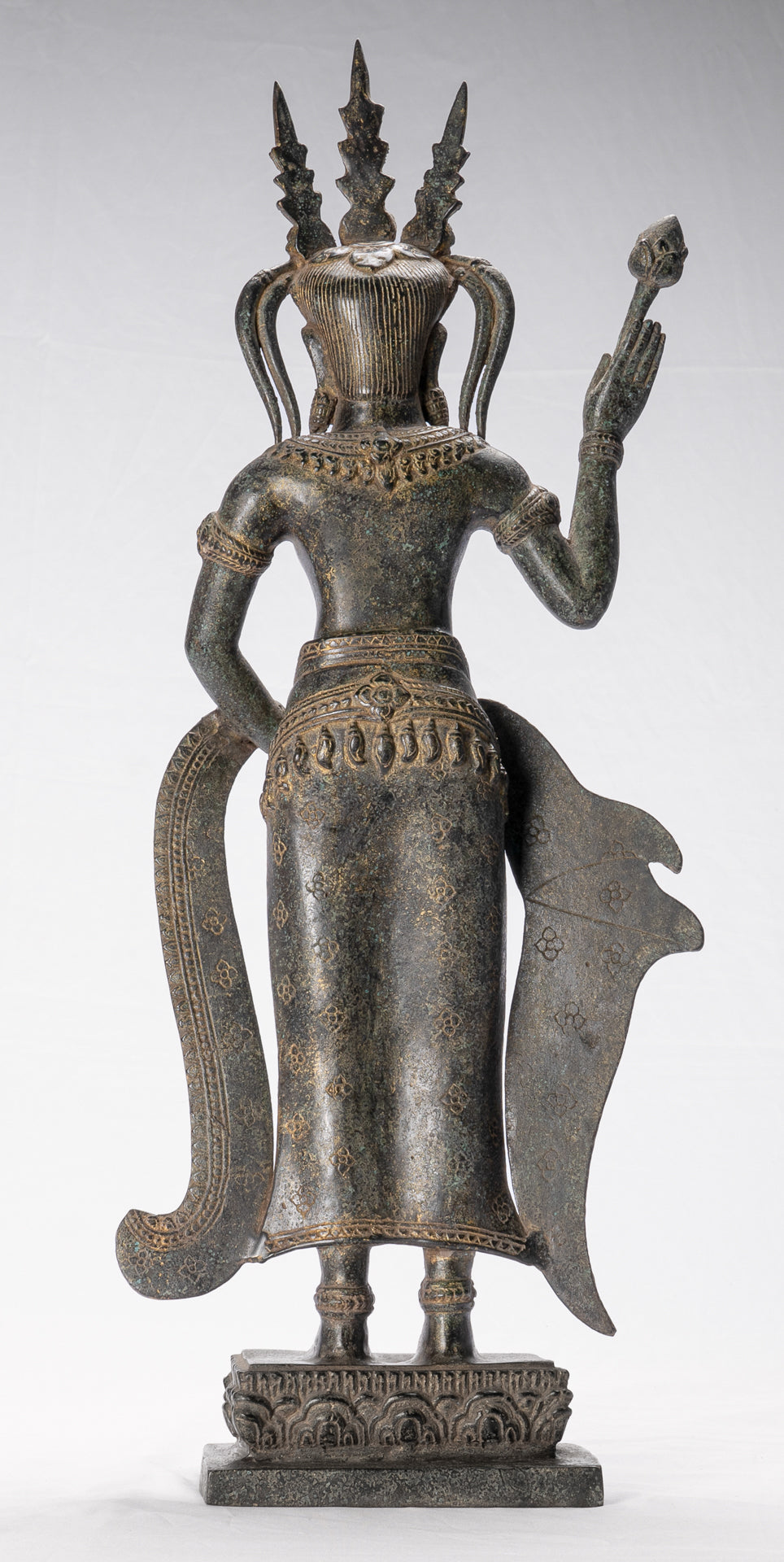 Apsara Statue - Antique Khmer Style Bronze Angkor Wat Apsara or Angel Statue - 61cm/24"