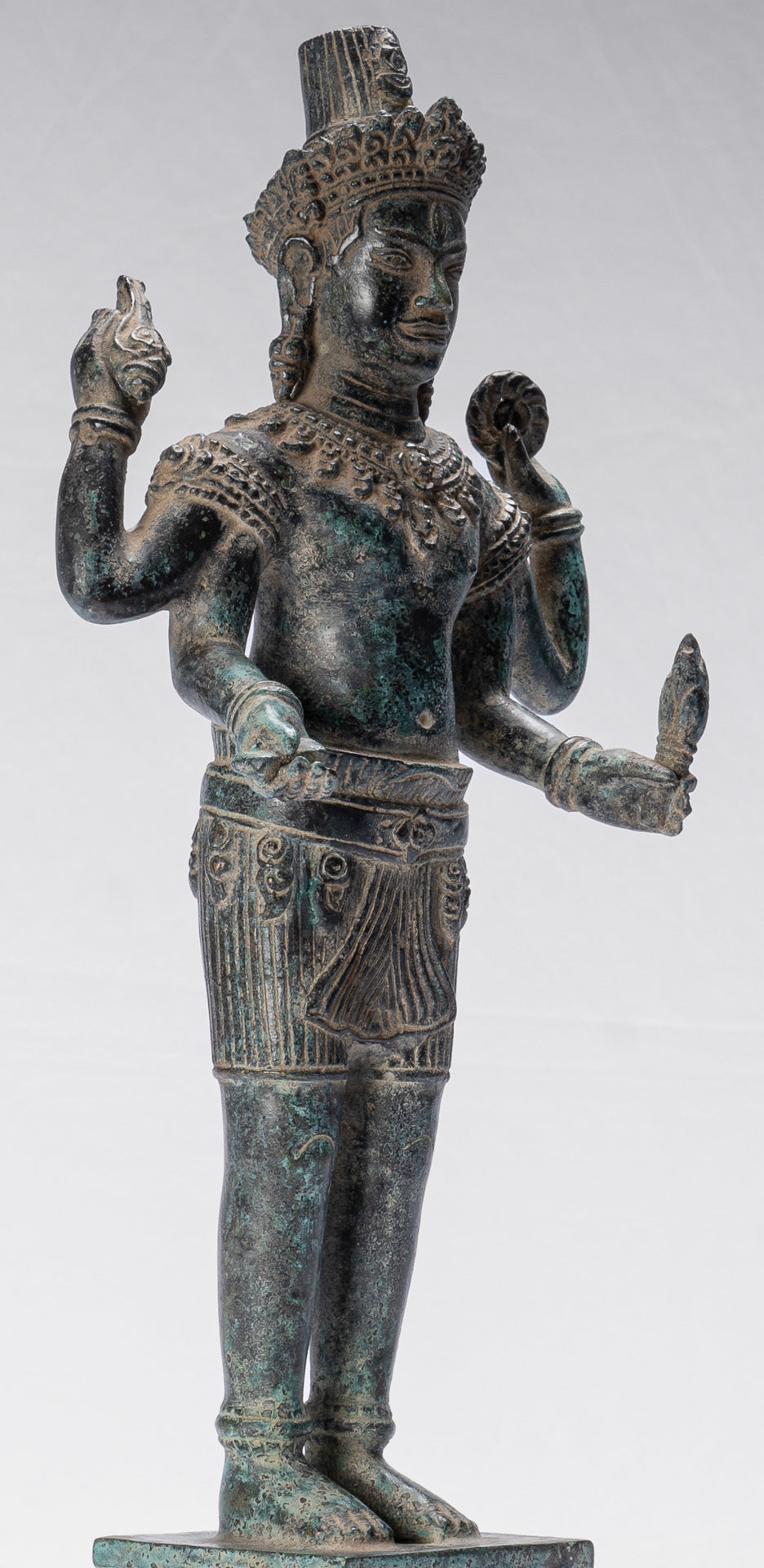 Shiva Statue - Antique Khmer Style Bronze Angkor Wat Style Shiva Statue - 44cm/18"