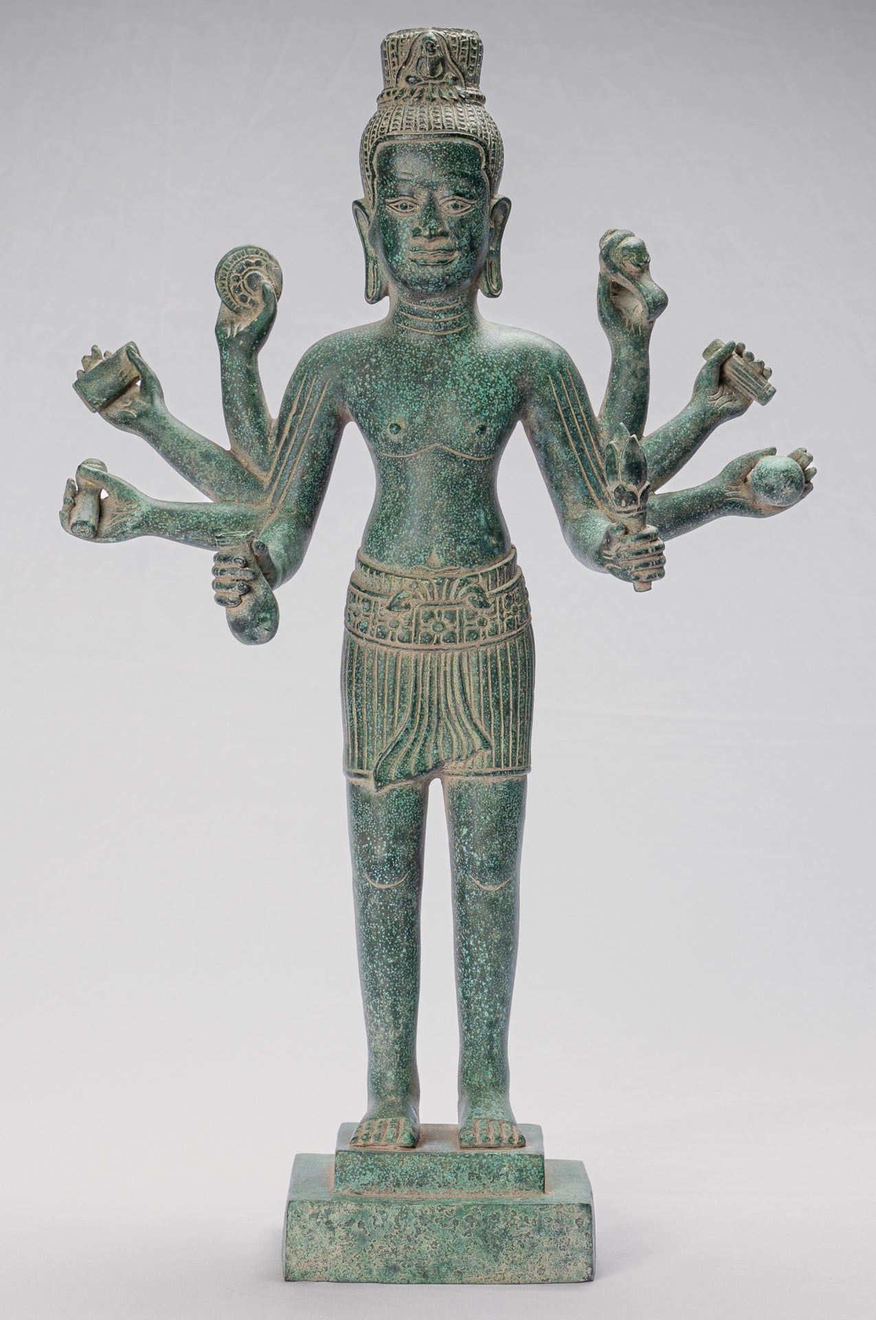 Antique Khmer Style Bronze Bayon Style Standing Lokeshvara Statue - 54cm/22"