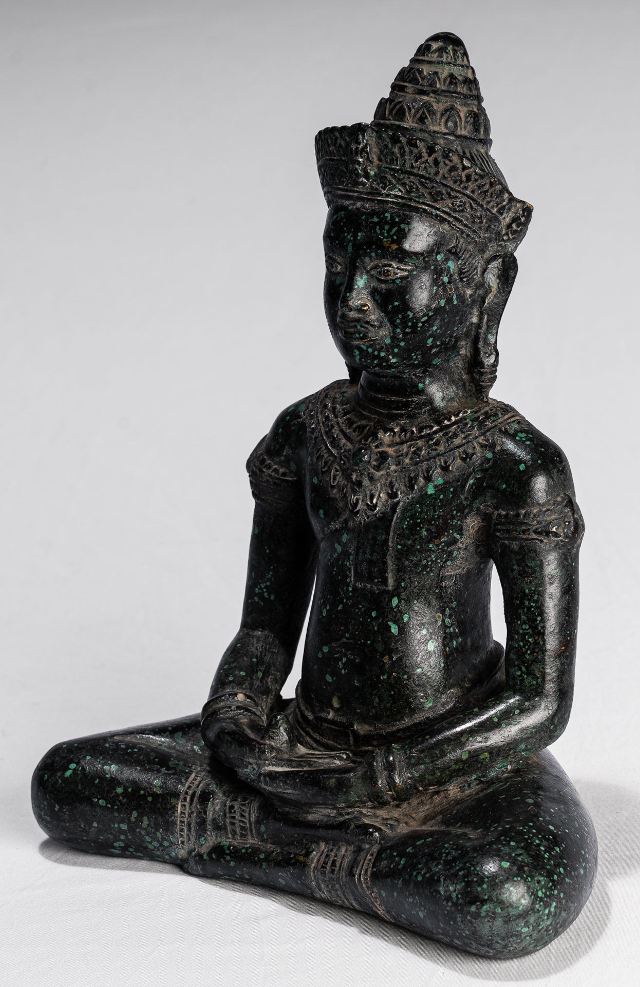 Buddha Statue - Antique Khmer Style Meditation Baphuon Buddha Statue - 24cm/10"