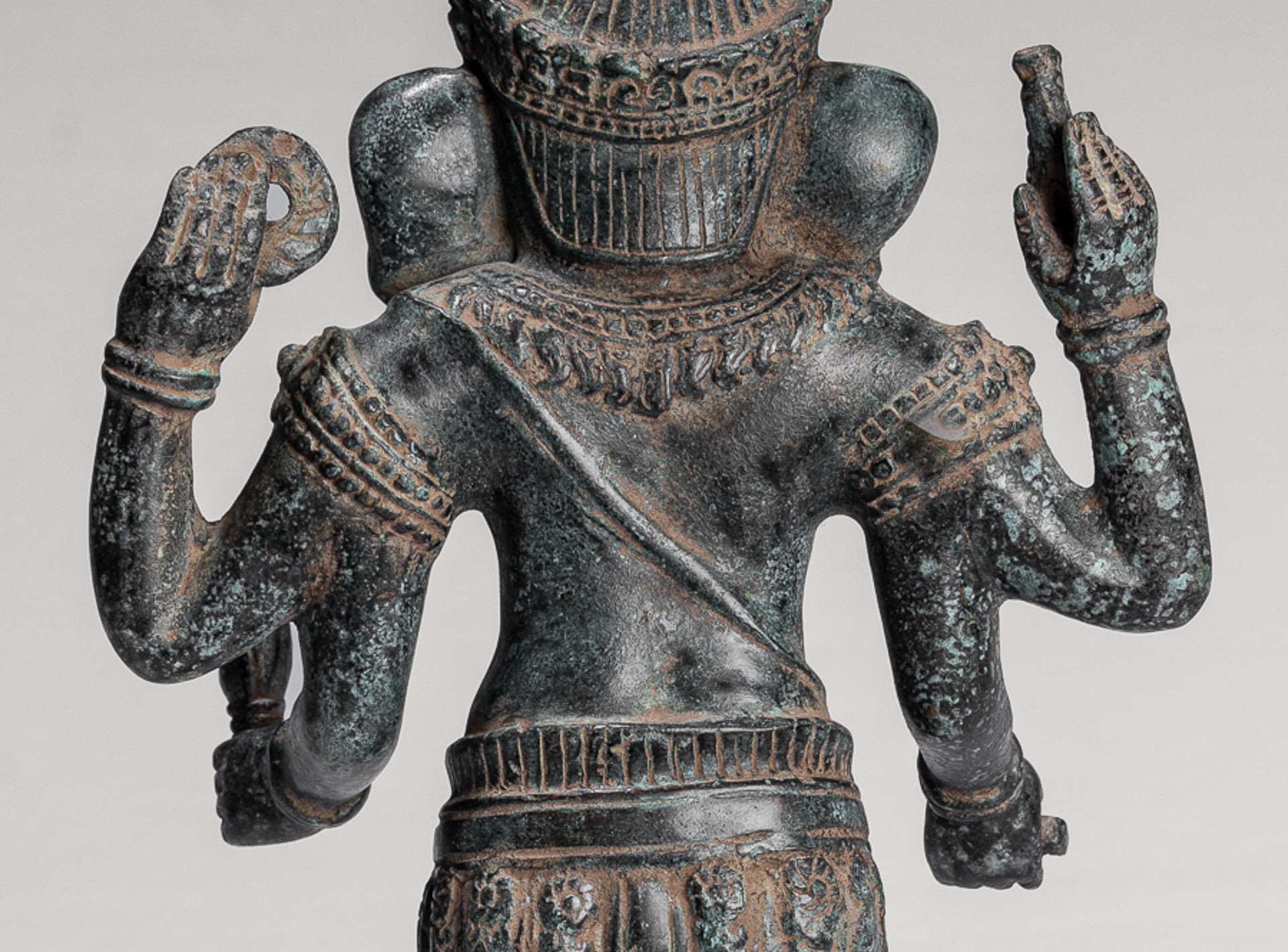 Ganesha Statue - Antique Khmer Style Standing Bronze Bayon Ganesh Statue - 40cm/16"