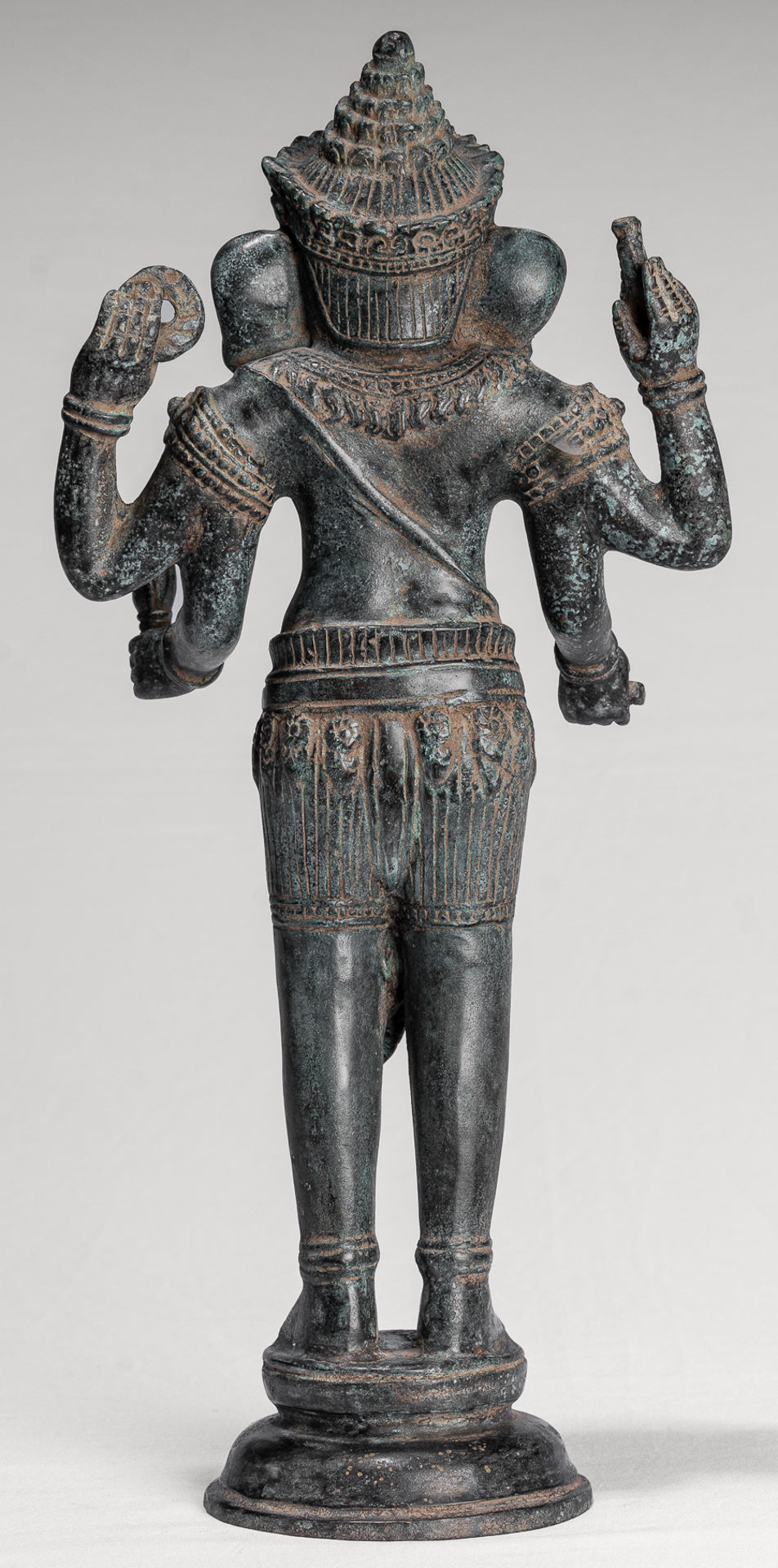 Ganesha Statue - Antique Khmer Style Standing Bronze Bayon Ganesh Statue - 40cm/16"