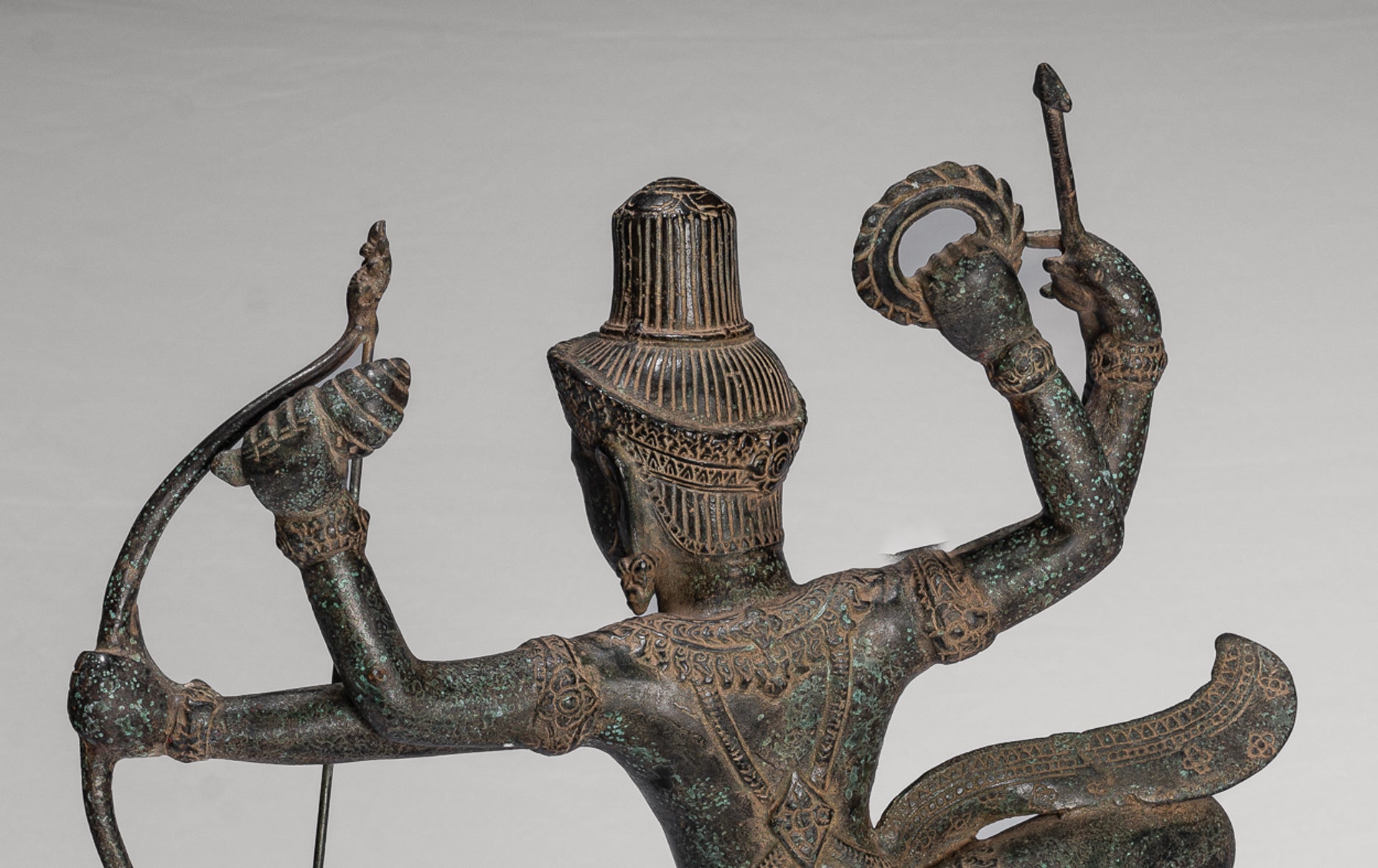 Vishnu - Antique Khmer Style Bronze Archer Vishnu Statue with Sharanga (Bow) - 50cm/20"