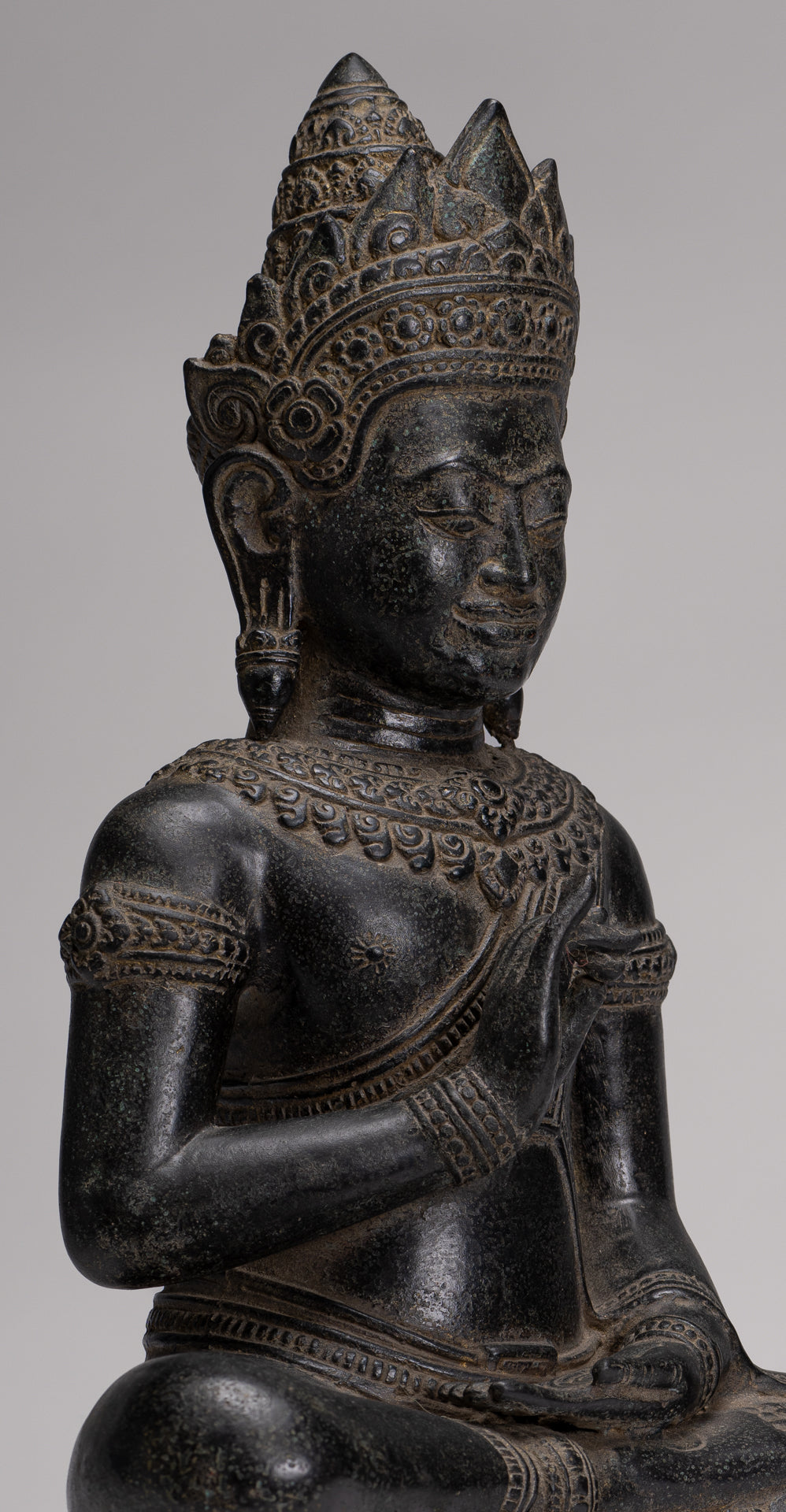 Buddha Statue - Antique Burmese Style Bronze Seated Teaching Shan Buddha Statue - 39cm/16"