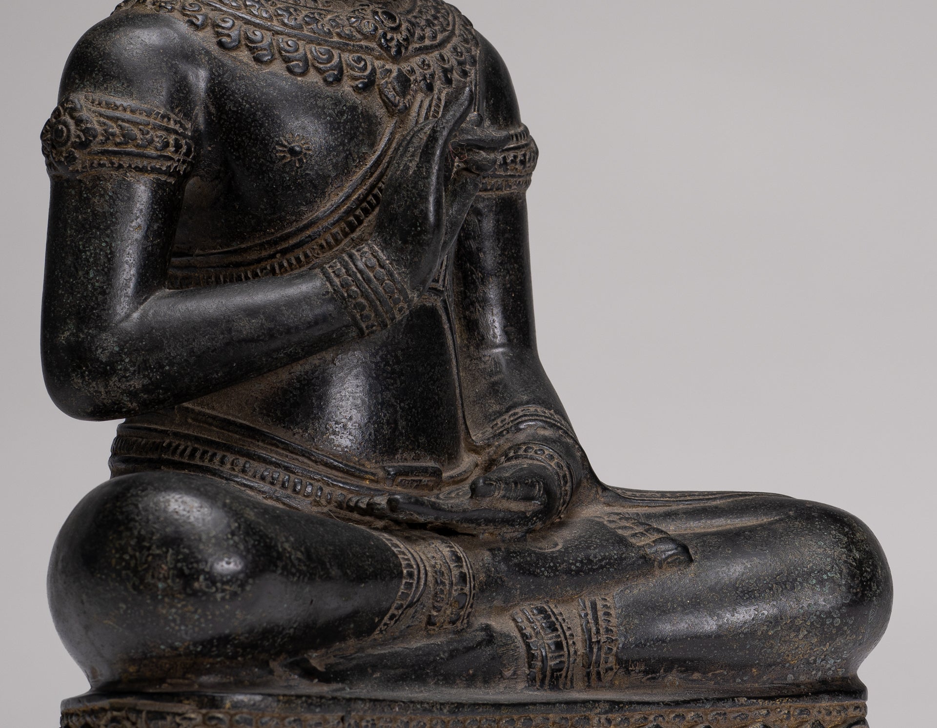 Buddha Statue - Antique Burmese Style Bronze Seated Teaching Shan Buddha Statue - 39cm/16"