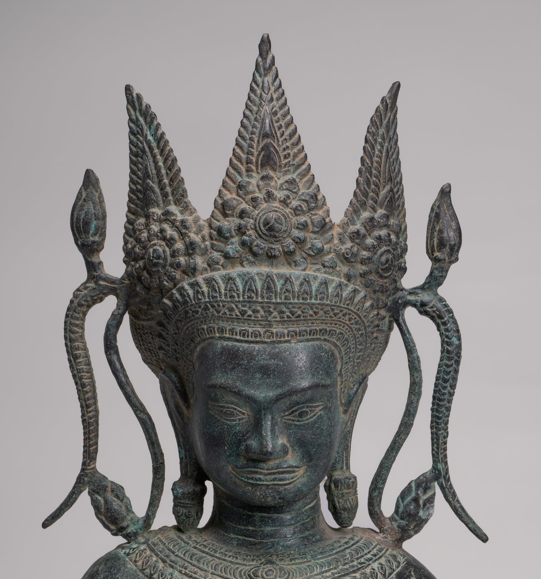 Antique Khmer Style Bronze Angkor Wat Apsara Torso or Angel Statue - 56cm/22"