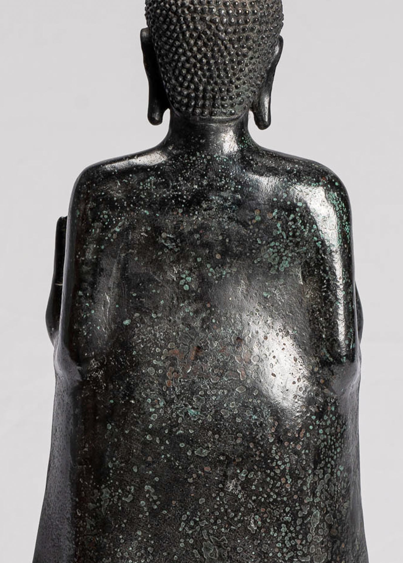 Buddha Statue - Antique Khmer Style Bronze Standing Abhaya Protection Buddha Statue - 49cm/20"