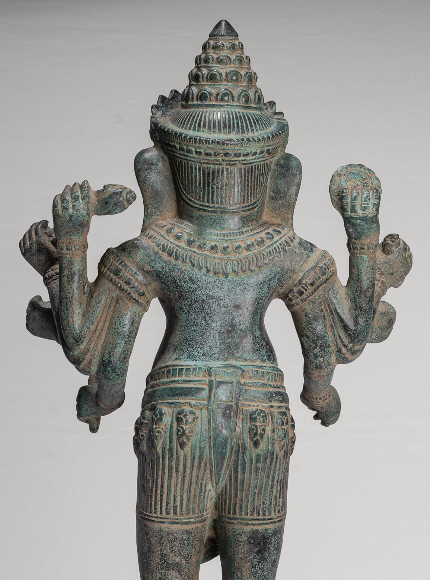 Antique Khmer Style Mounted Standing Bronze Angkor Wat Ganesha Statue - 55cm/22"