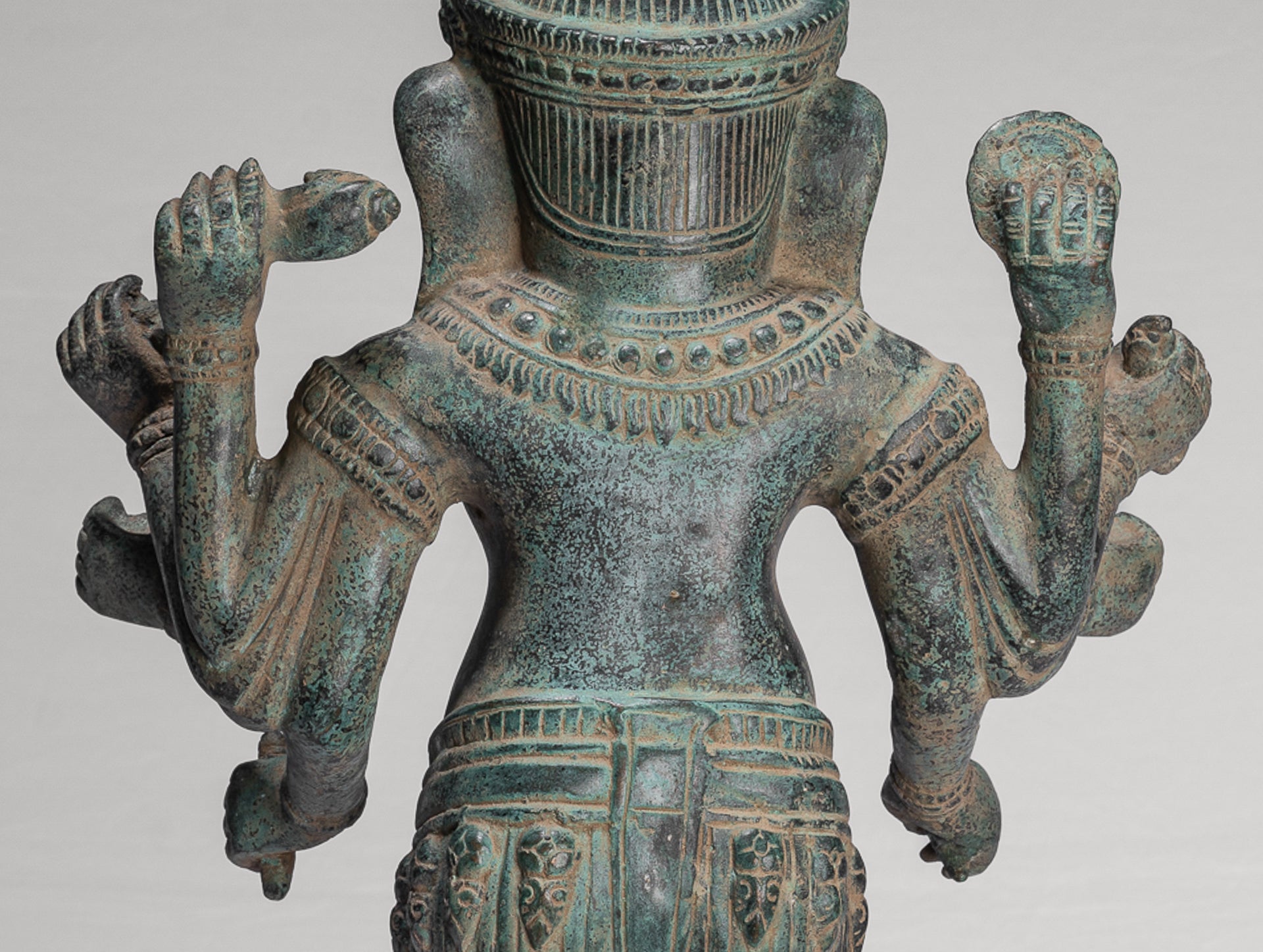 Antique Khmer Style Mounted Standing Bronze Angkor Wat Ganesha Statue - 55cm/22"