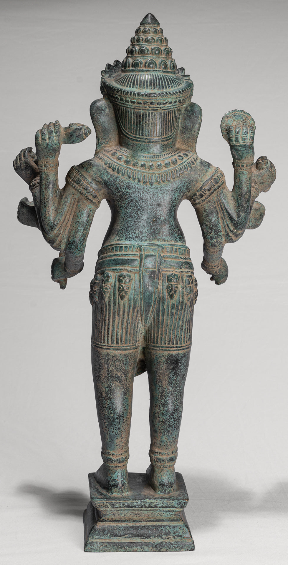 Antique Khmer Style Mounted Standing Bronze Angkor Wat Ganesha Statue - 55cm/22"