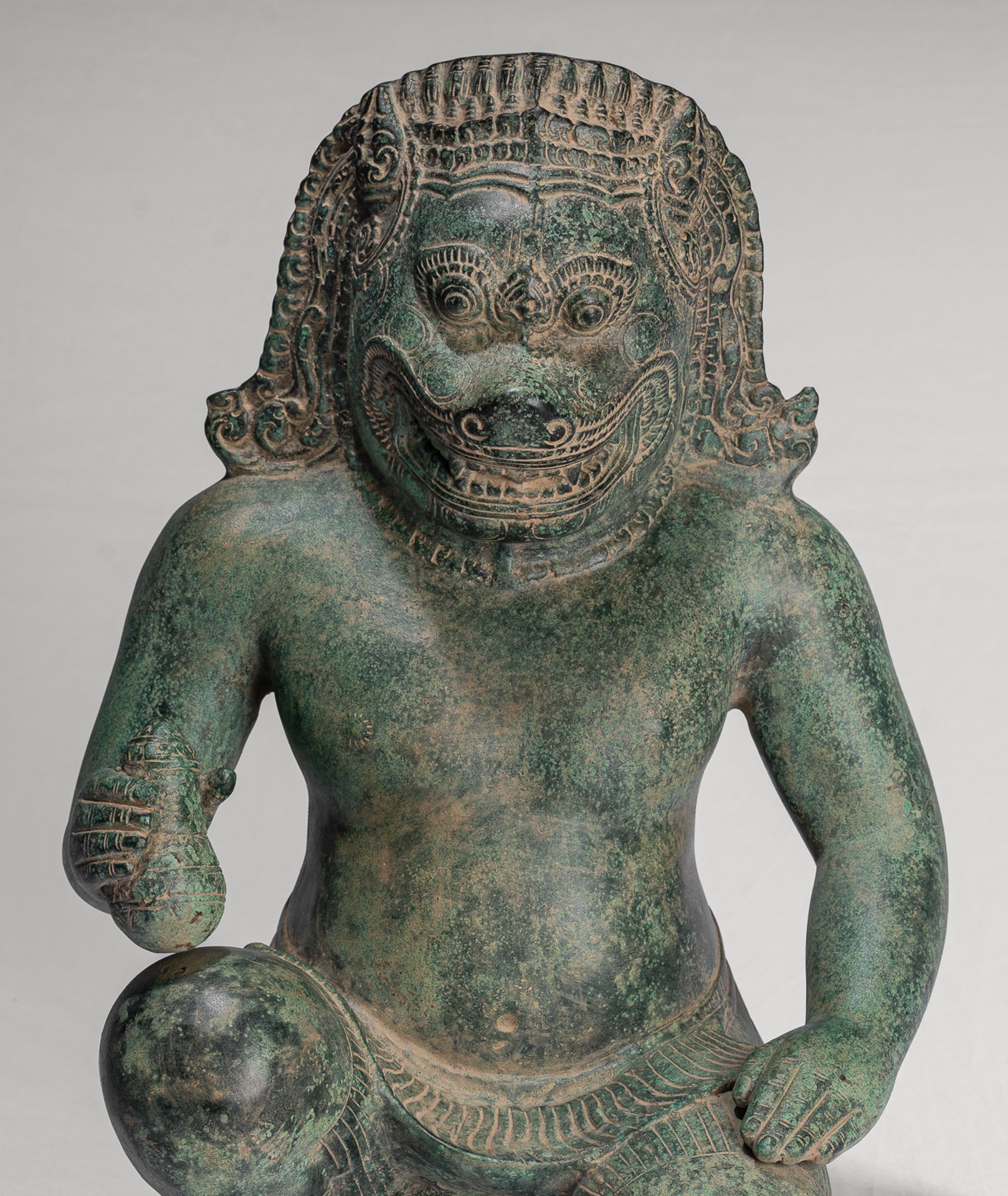 Antique Khmer Style Bronze - Vishnu Avatar - Narasimha or Narasingh - 40cm/16"