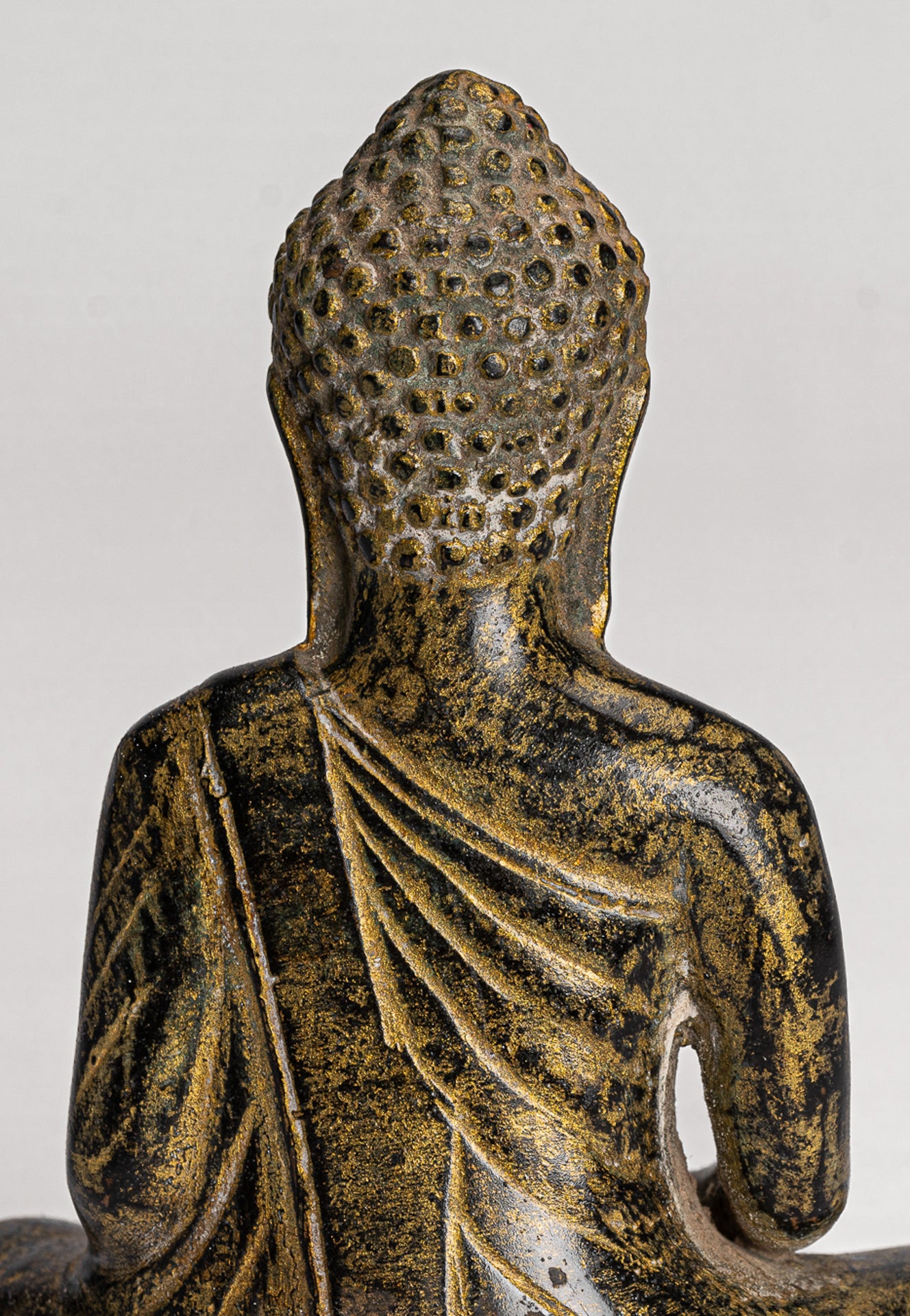 Antique Khmer Style Bronze Seated Meditation Angkor Buddha Statue -13.5cm/5"