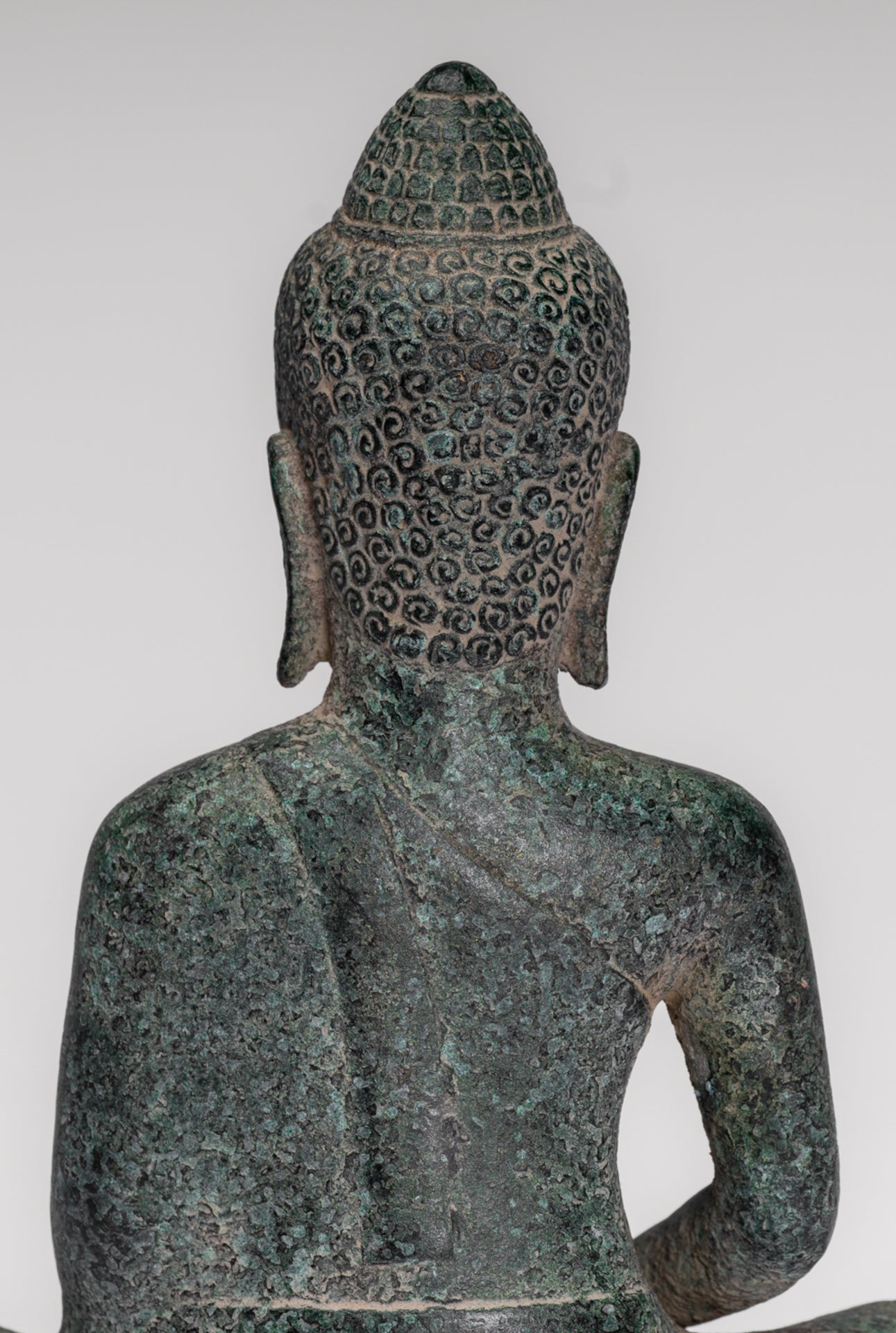 Buddha Statue - Antique Khmer Style Bronze Meditation Buddha Statue - 18cm/7"