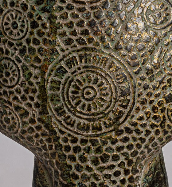 Buddha Statue - Antique Bayon Style Khmer Seated Bronze Naga Meditation Buddha - 21cm/8"