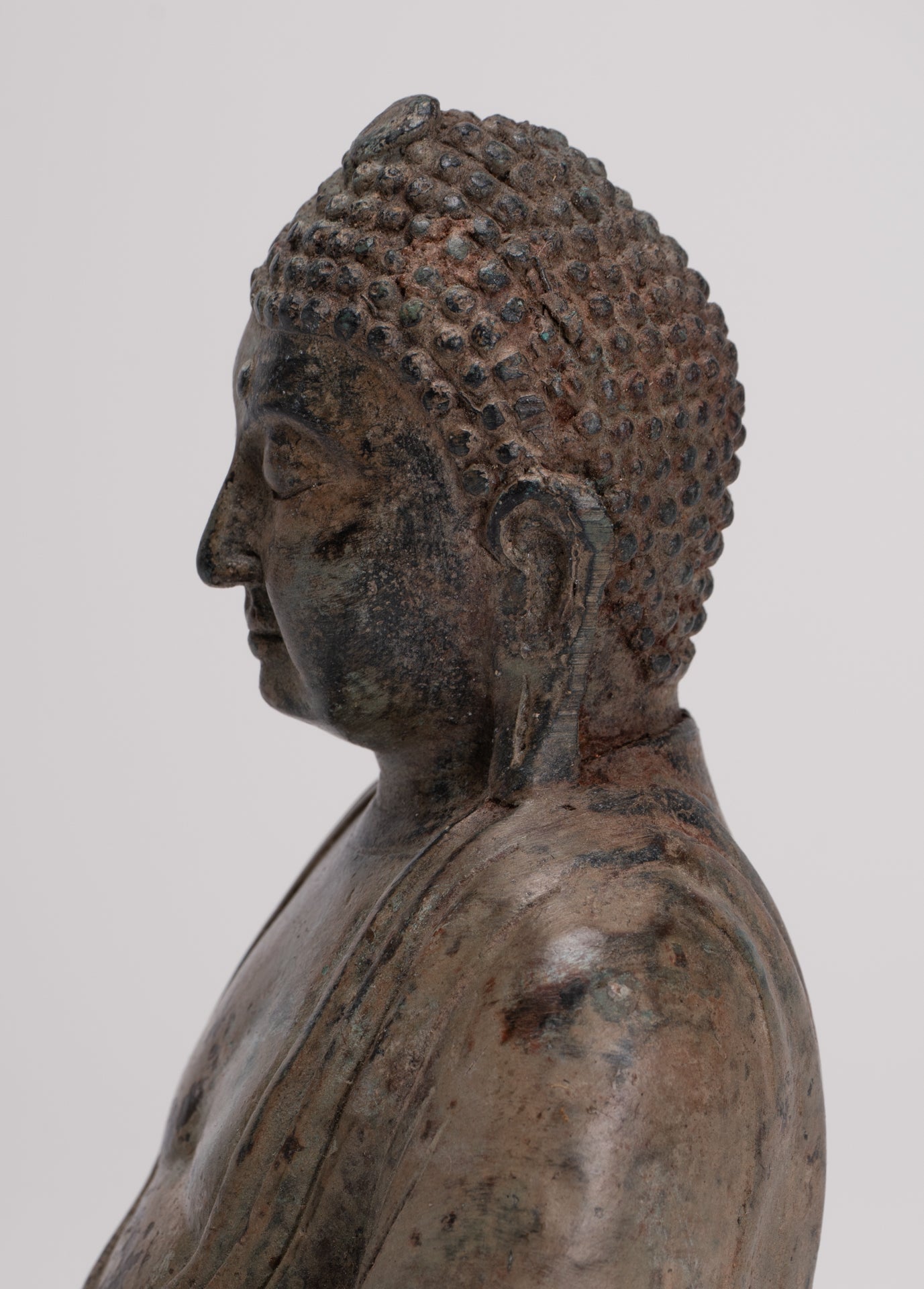 Japanese Buddha - Antique Japanese Style Bronze Seated Meditation Amitabha Buddha Statue - 18cm/7"