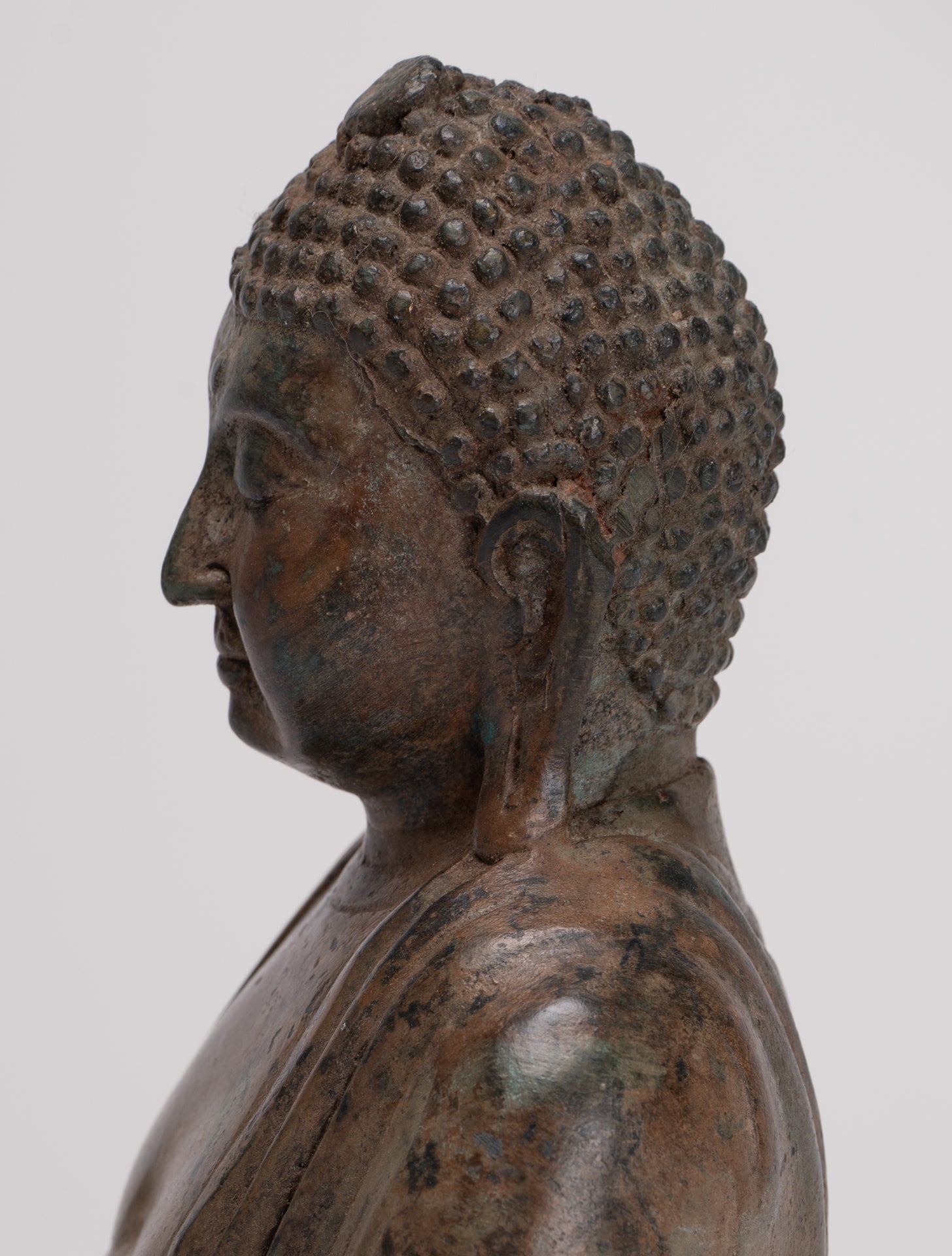 Japanese Buddha - Antique Japanese Style Bronze Seated Meditation Amitabha Buddha Statue - 18cm/7"