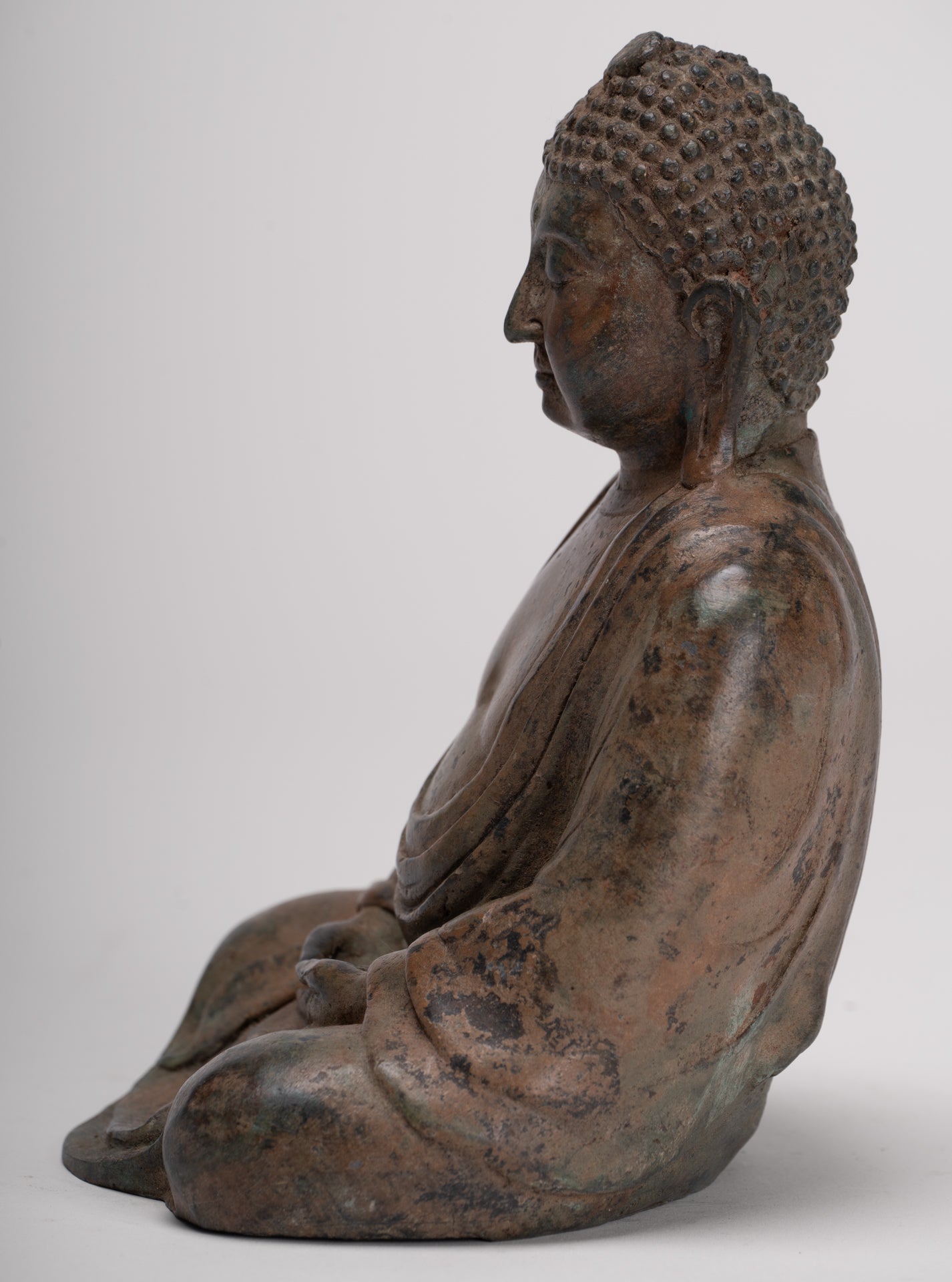 Japanese Buddha - Antique Japanese Style Bronze Seated Meditation Amitabha Buddha Statue - 18cm/7"