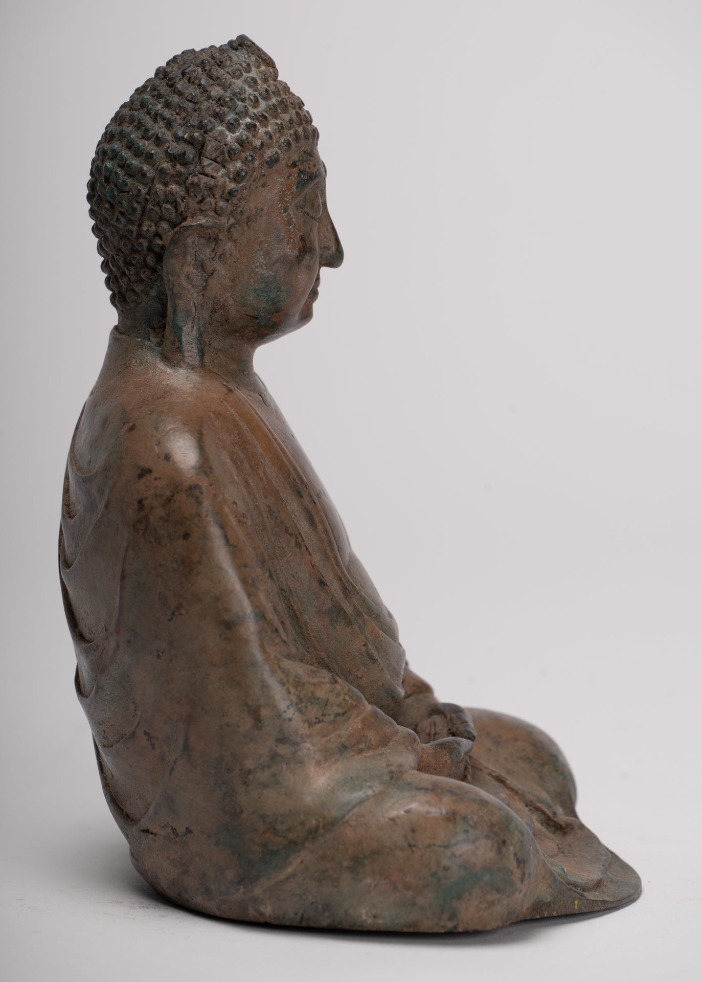 Japanese Buddha - Antique Japanese Style Bronze Seated Meditation Amitabha Buddha Statue - 18cm/7"