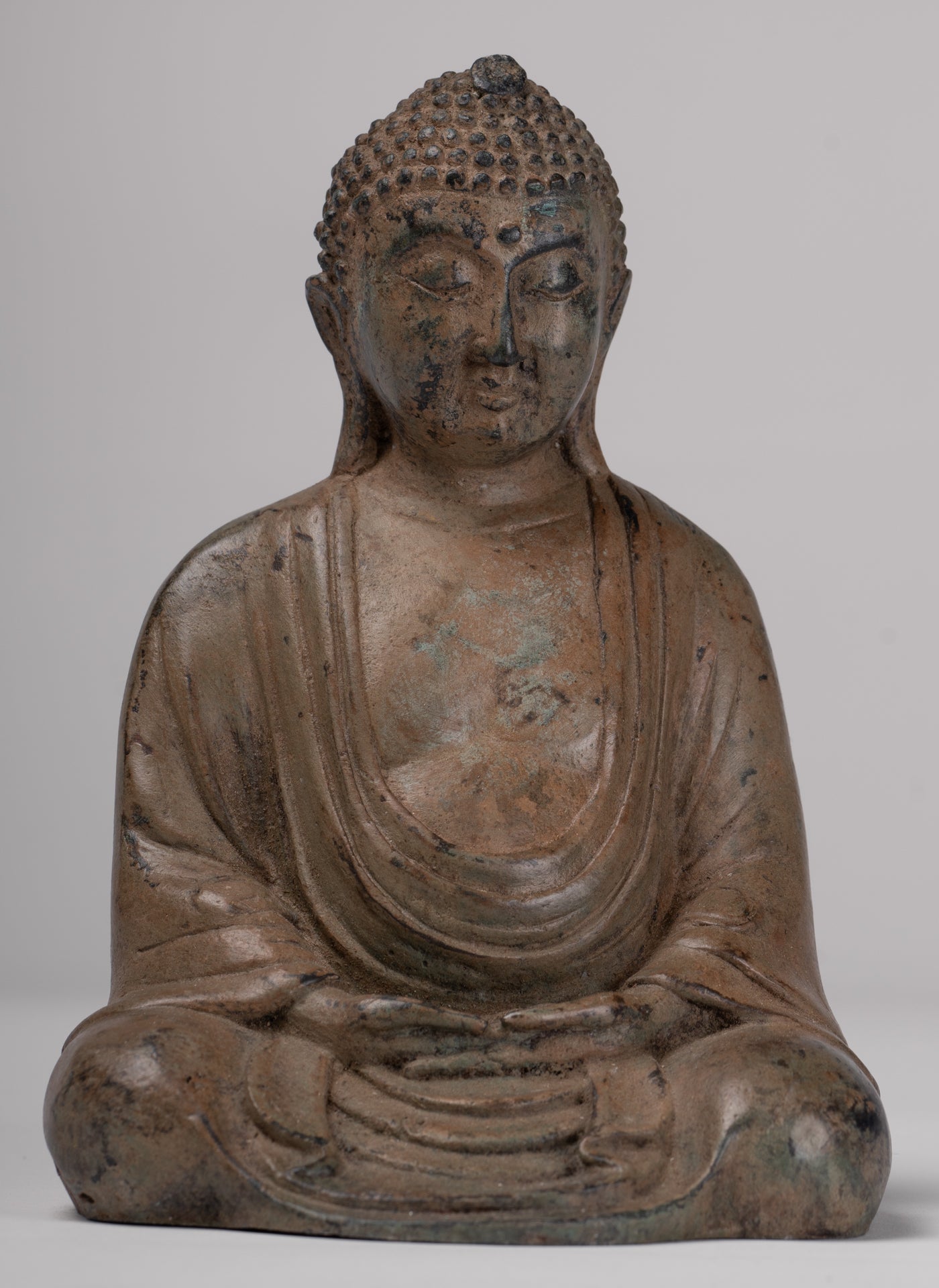 Japanese Buddha - Antique Japanese Style Bronze Seated Meditation Amitabha Buddha Statue - 18cm/7"