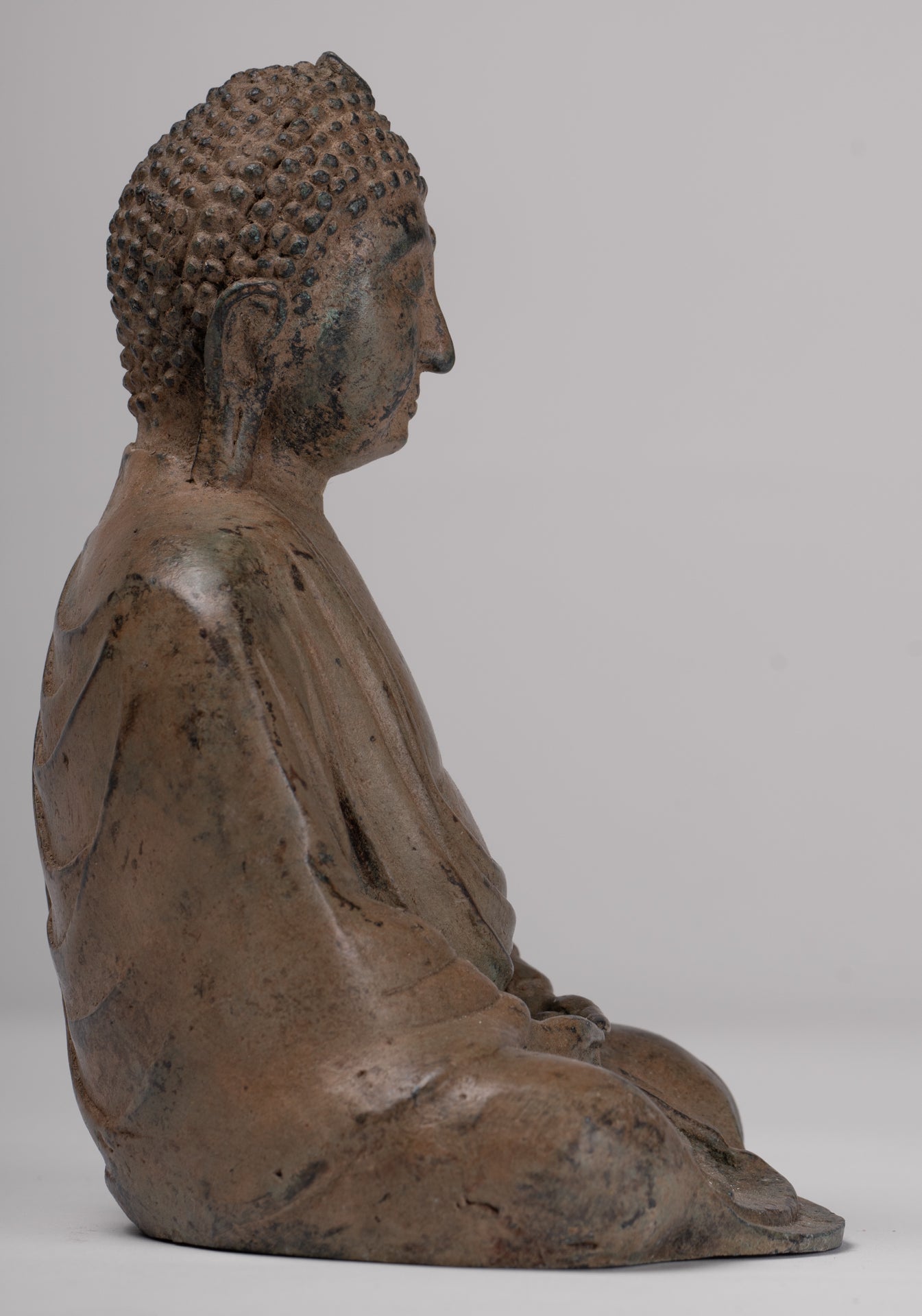 Japanese Buddha - Antique Japanese Style Bronze Seated Meditation Amitabha Buddha Statue - 18cm/7"