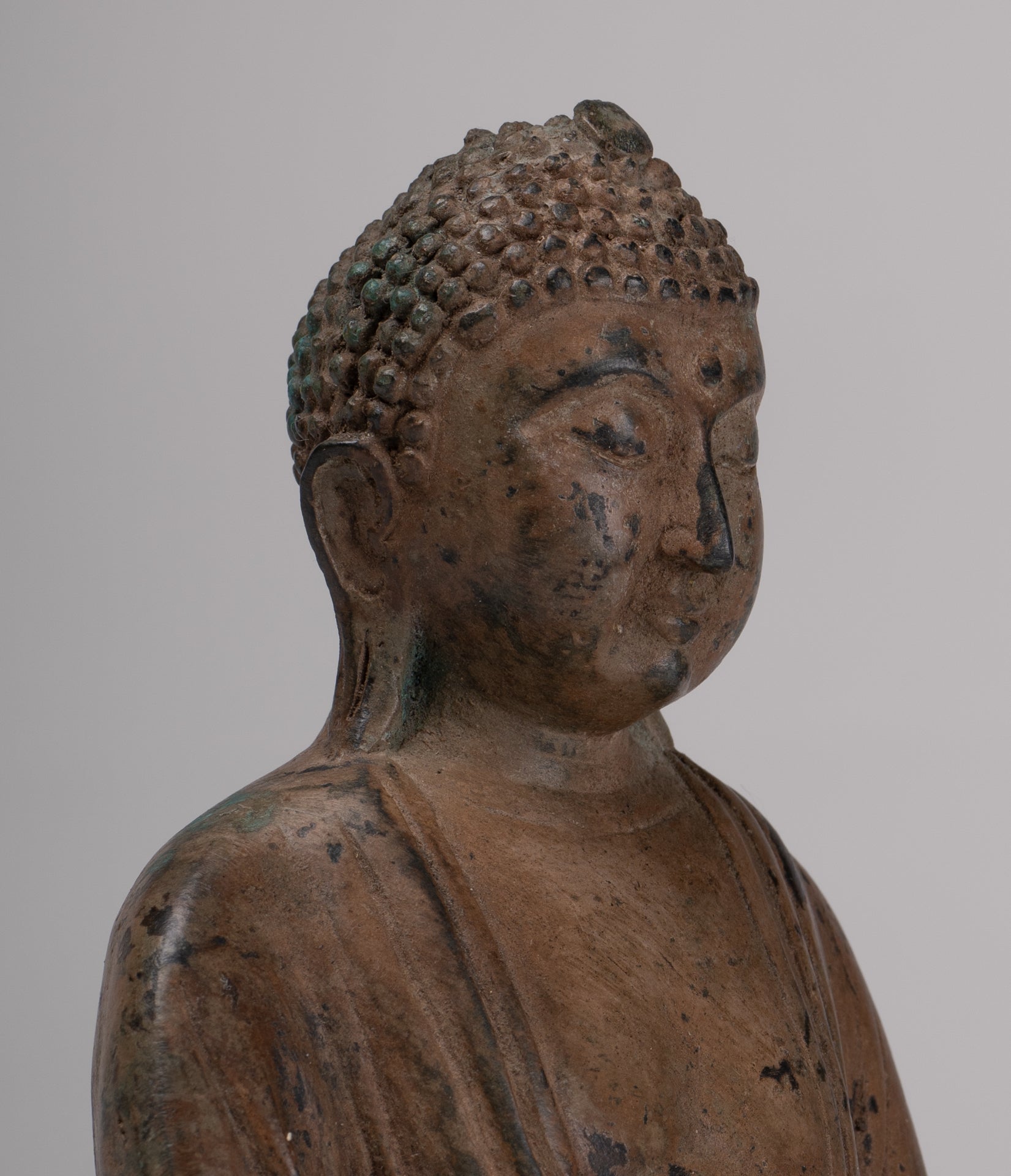 Japanese Buddha - Antique Japanese Style Bronze Seated Meditation Amitabha Buddha Statue - 18cm/7"