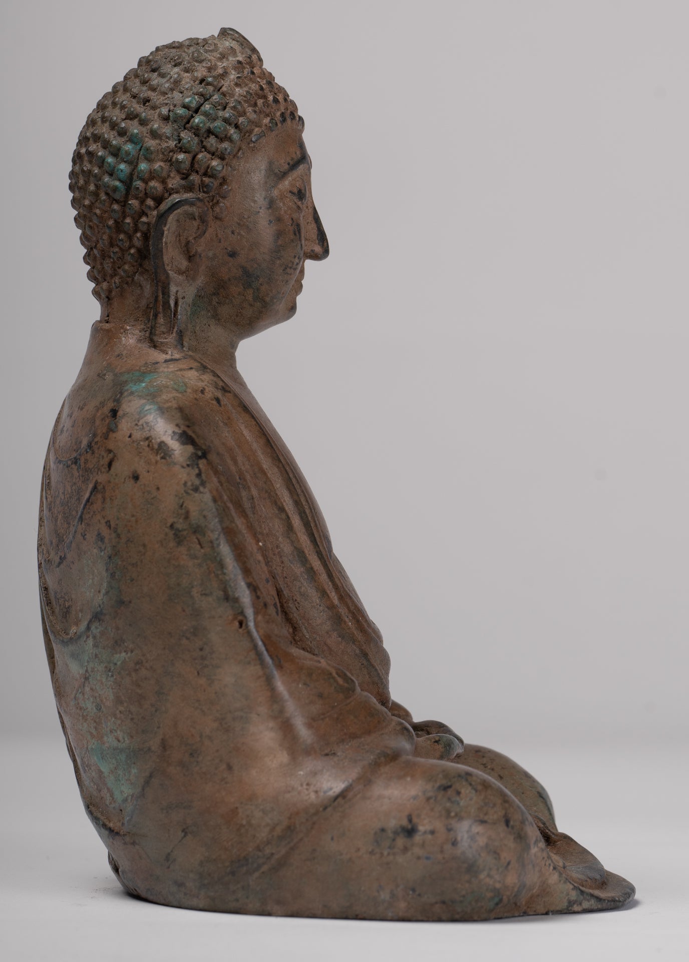 Japanese Buddha - Antique Japanese Style Bronze Seated Meditation Amitabha Buddha Statue - 18cm/7"